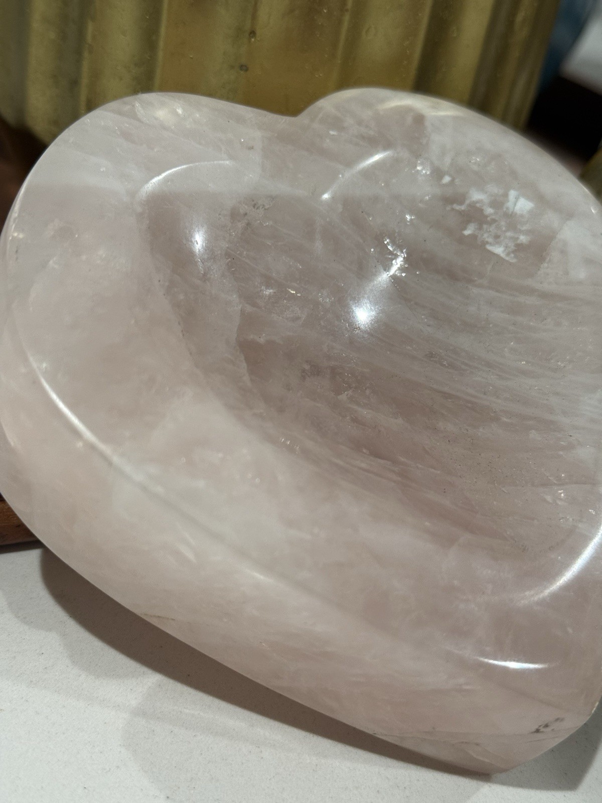 KCGS Rose Quartz Heart Bowl Pink Madagascar 750 Grams Trinket 1.10 Lbs Decor