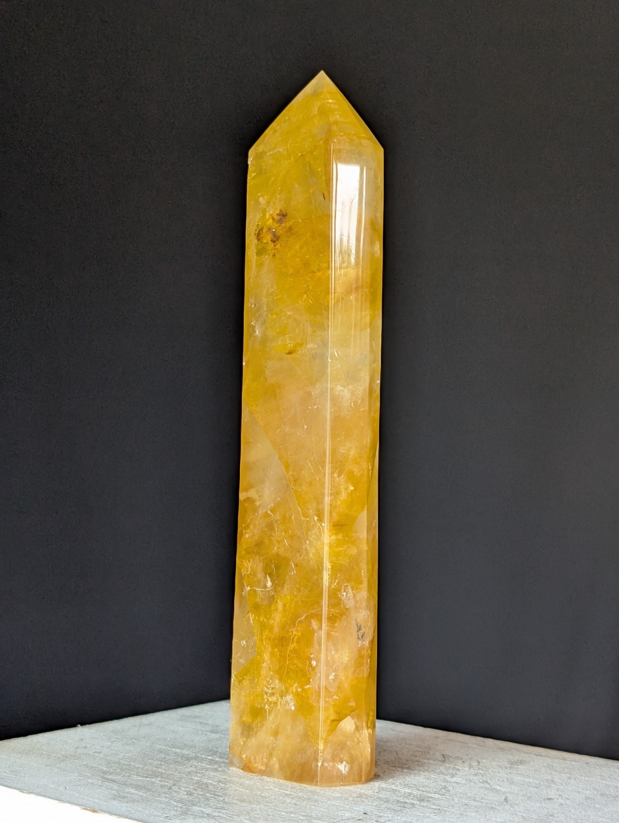 Golden Healer Tower Crystal Point Large Big Gemstone Chakra Reiki
