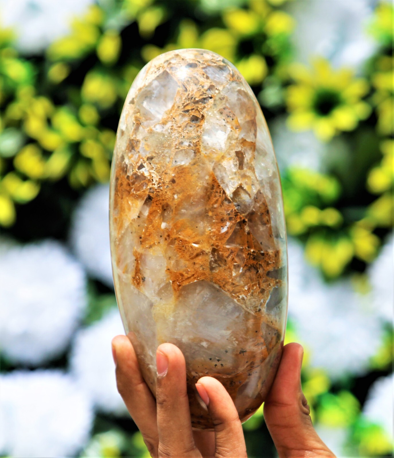 Large 180MM Fire Quartz Stone Healing Charged Metaphysical Sacral Chakra Lingam