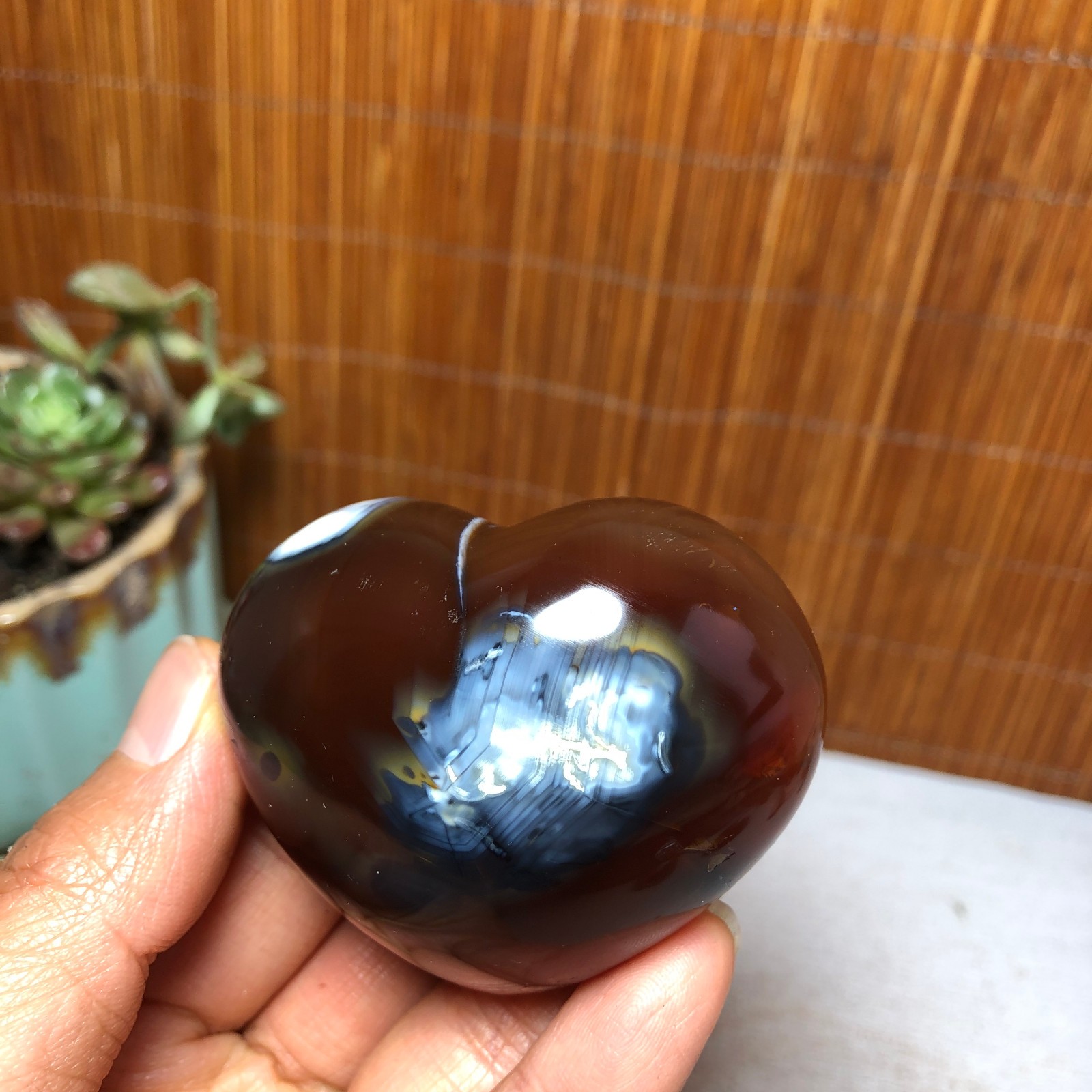 58-50-35mm Rare NATURAL red agate Hand polishing heart Crystal specimen A5110
