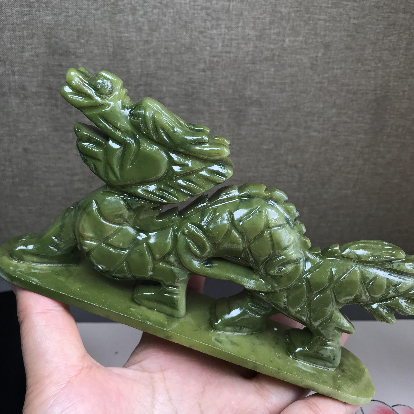 380g Rare Natural Afghanistan Jade Carving Dragon Chinese Dragon Statue