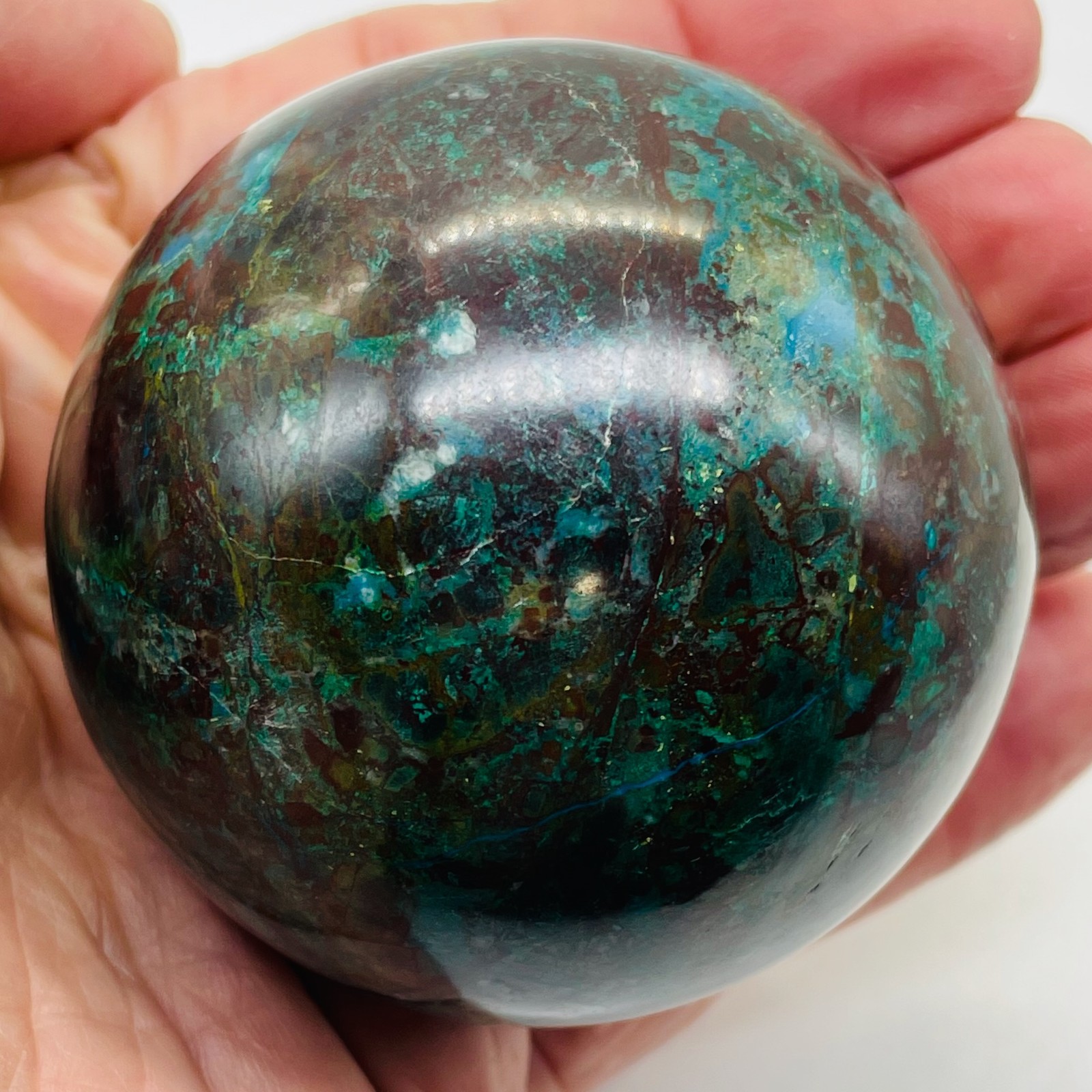 Chrysocolla 444g Sphere | 2 5/8″ | Dark Green Blue | 1 Collector’s Item |