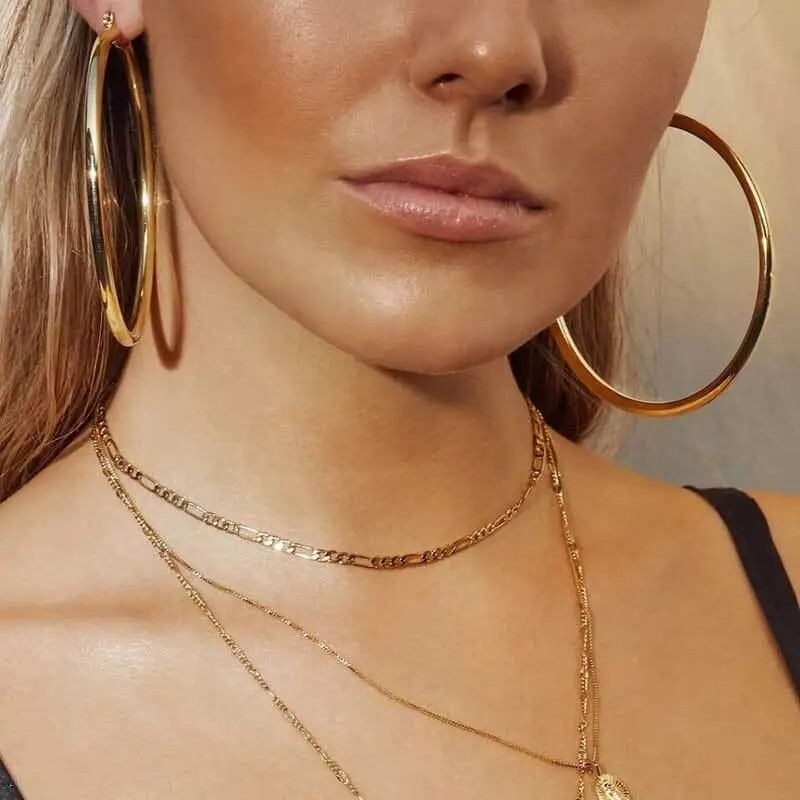 Women’s Fashion Jewelry Gold Or Silver Large THICK 4″ 100mm Hoop Earrings