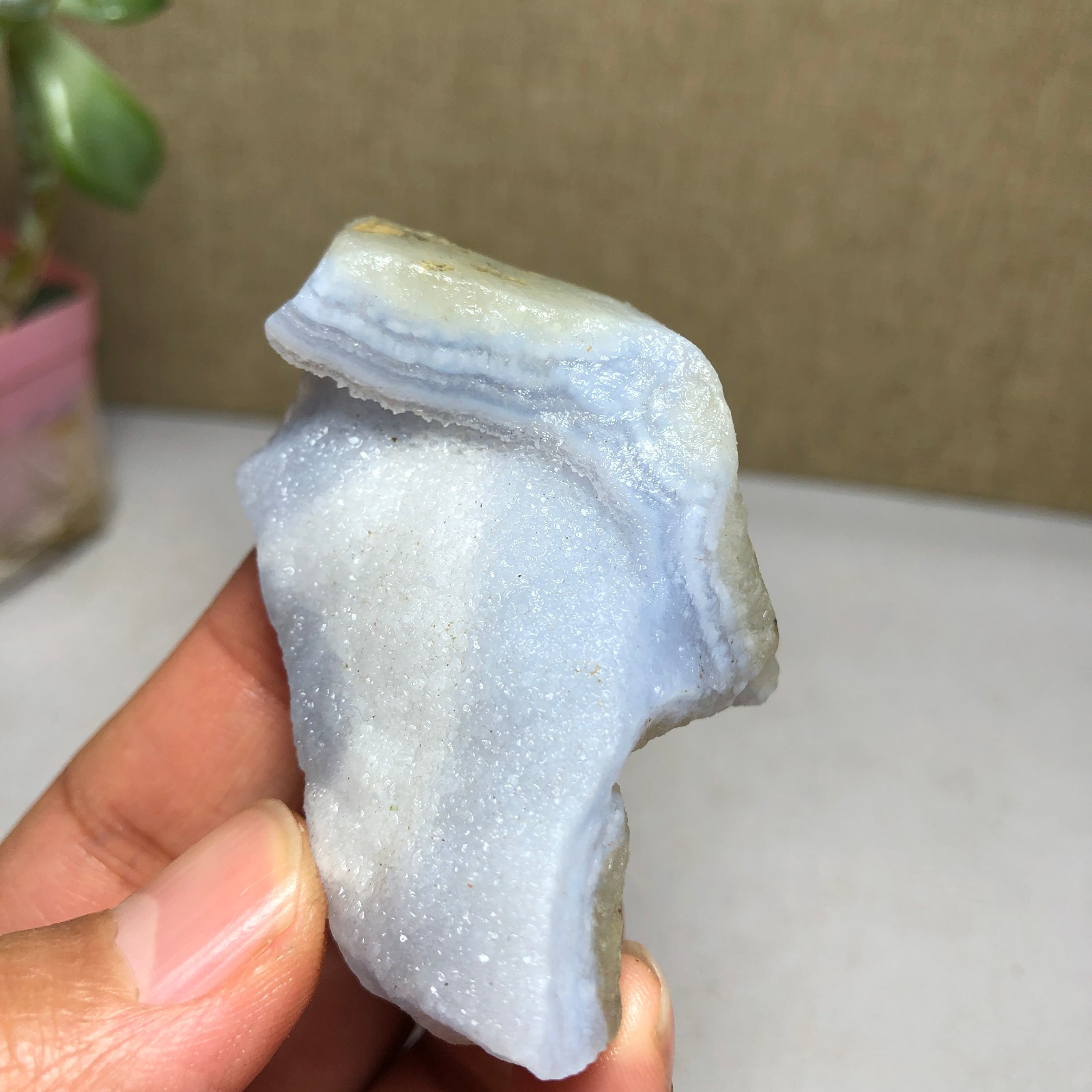 62-31-20mm Natural Blue chalcedony Crystal gemstone Rough Mineral Specimen A2162