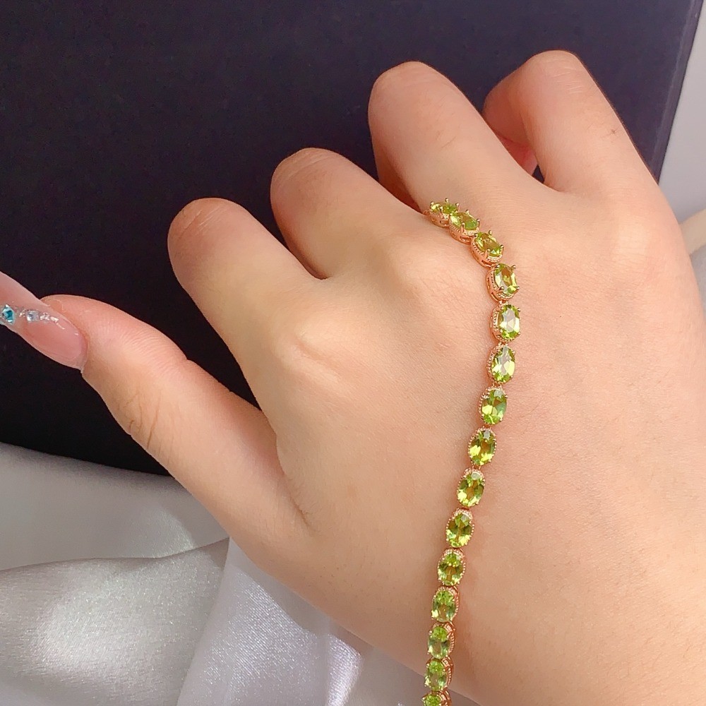 Natura elegant peridot bracelet Gemstone jewelry S925 Silver Plated 18K Gold