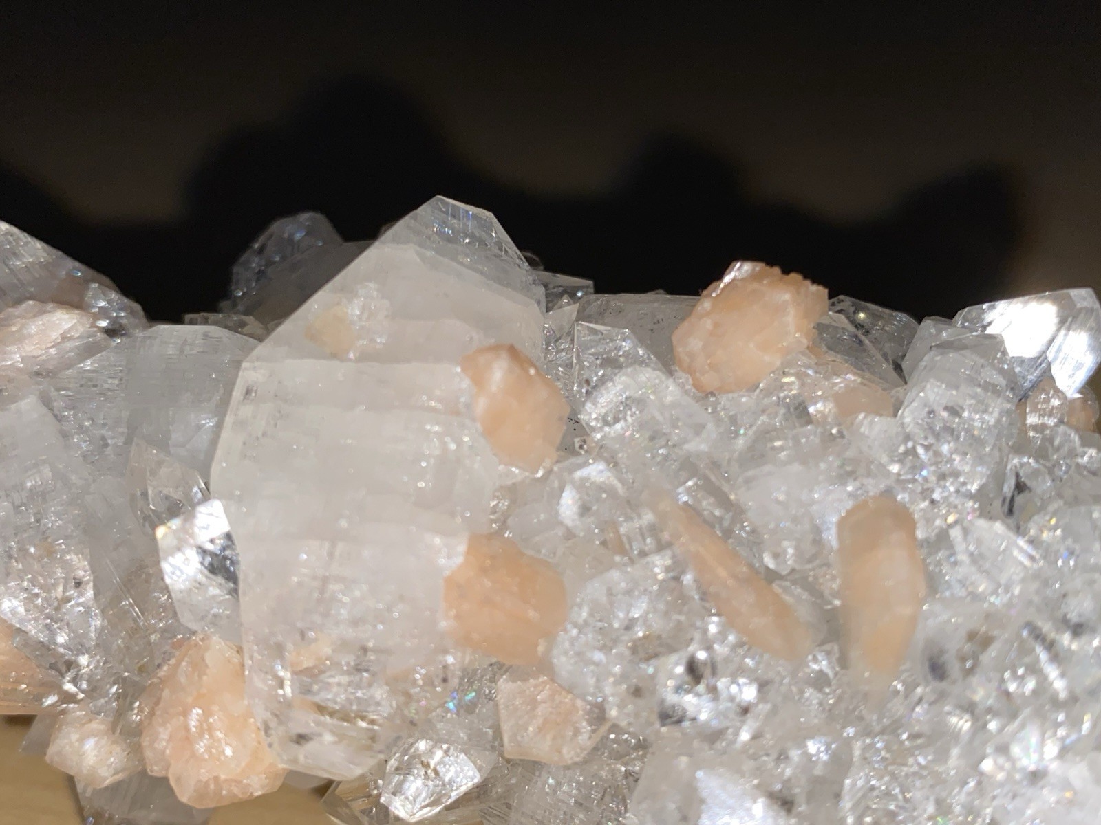 Apophyllite And peach Stilbite Stalactite, Indonesia Minerals