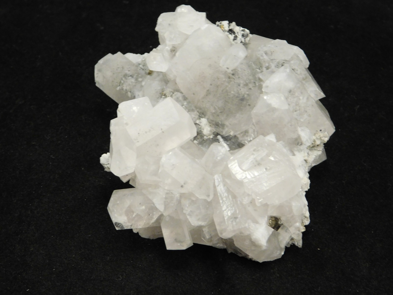FLUORESCENT Calcite Crystal Cluster on Druzy PYRITE Peru 122gr