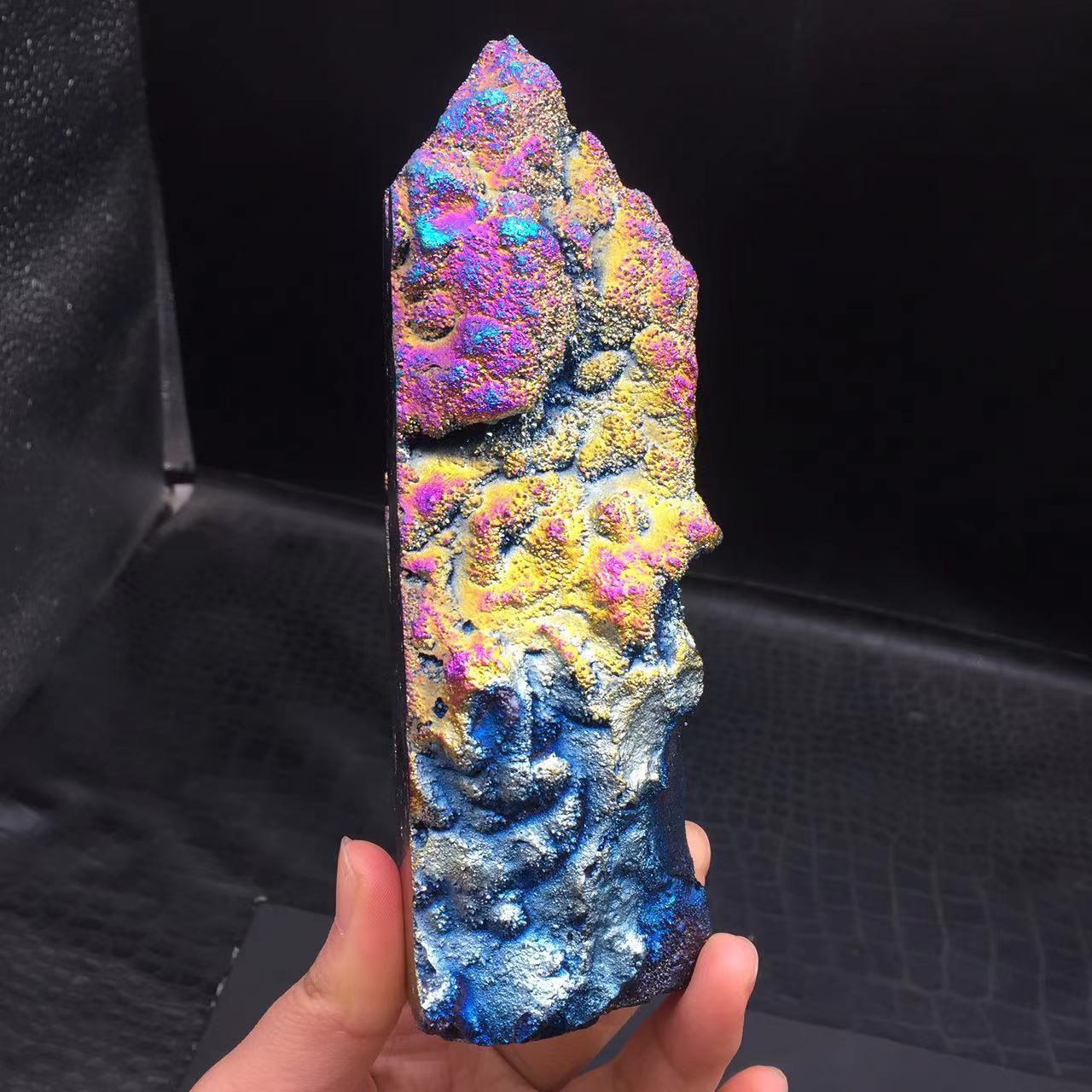 Angel Aura Natural Sphalerite Druzy Crystal Geode Point Pillar Healing Decorate