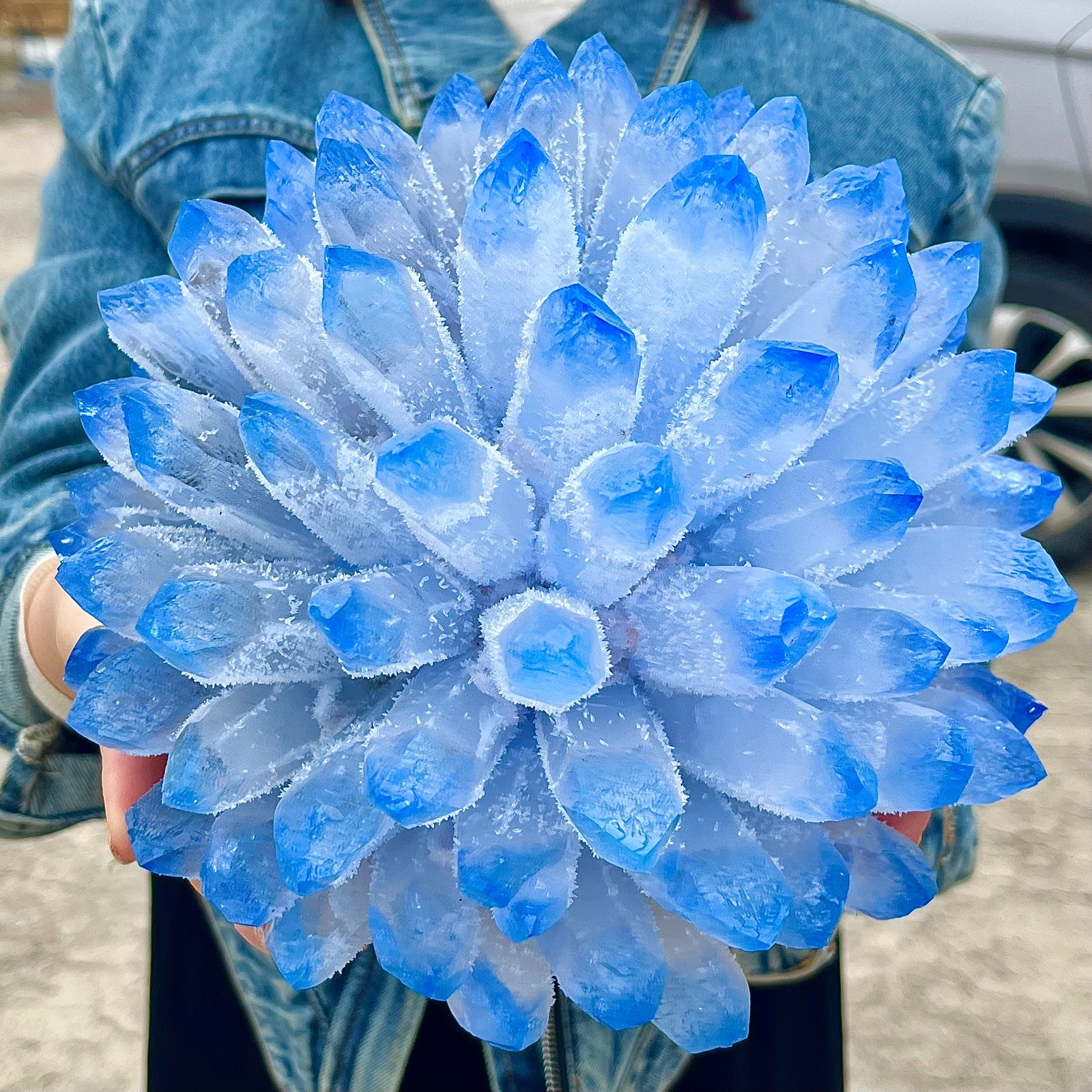 12.54LB eatiful blue Tibetan Ghost phantom Quartz Crystal Cluster Specimen