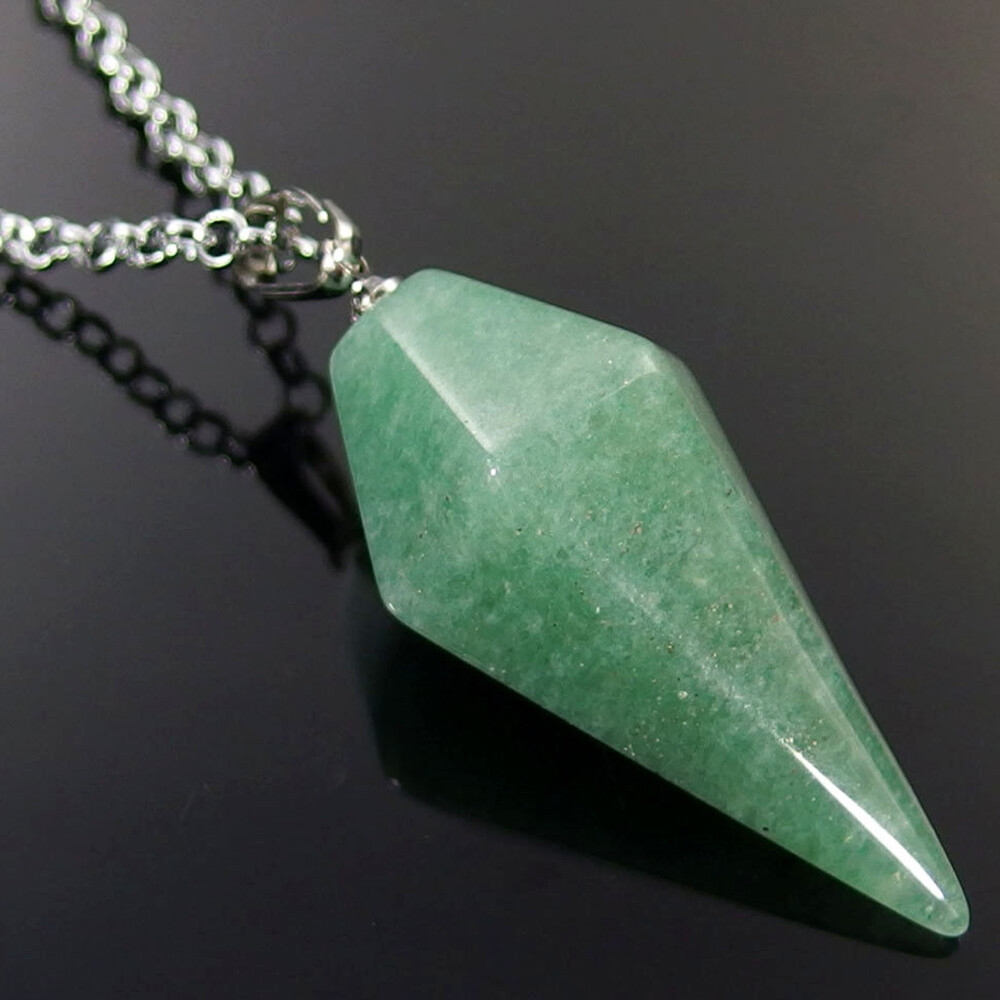 Cone Pendulum Natural Crystal Gemstone Hexagonal Point Pendant Energy Healing
