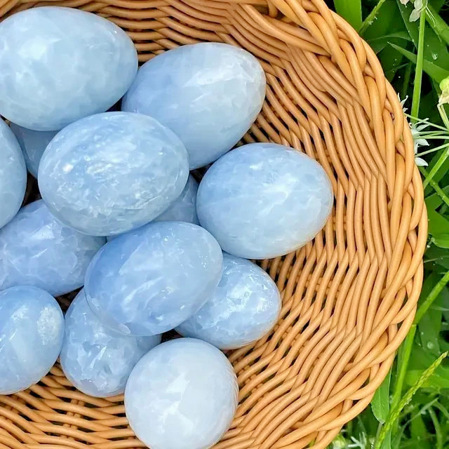 Celestite Egg – Natural Angelic Blue Crystal, Spiritual Healing Stone Gift