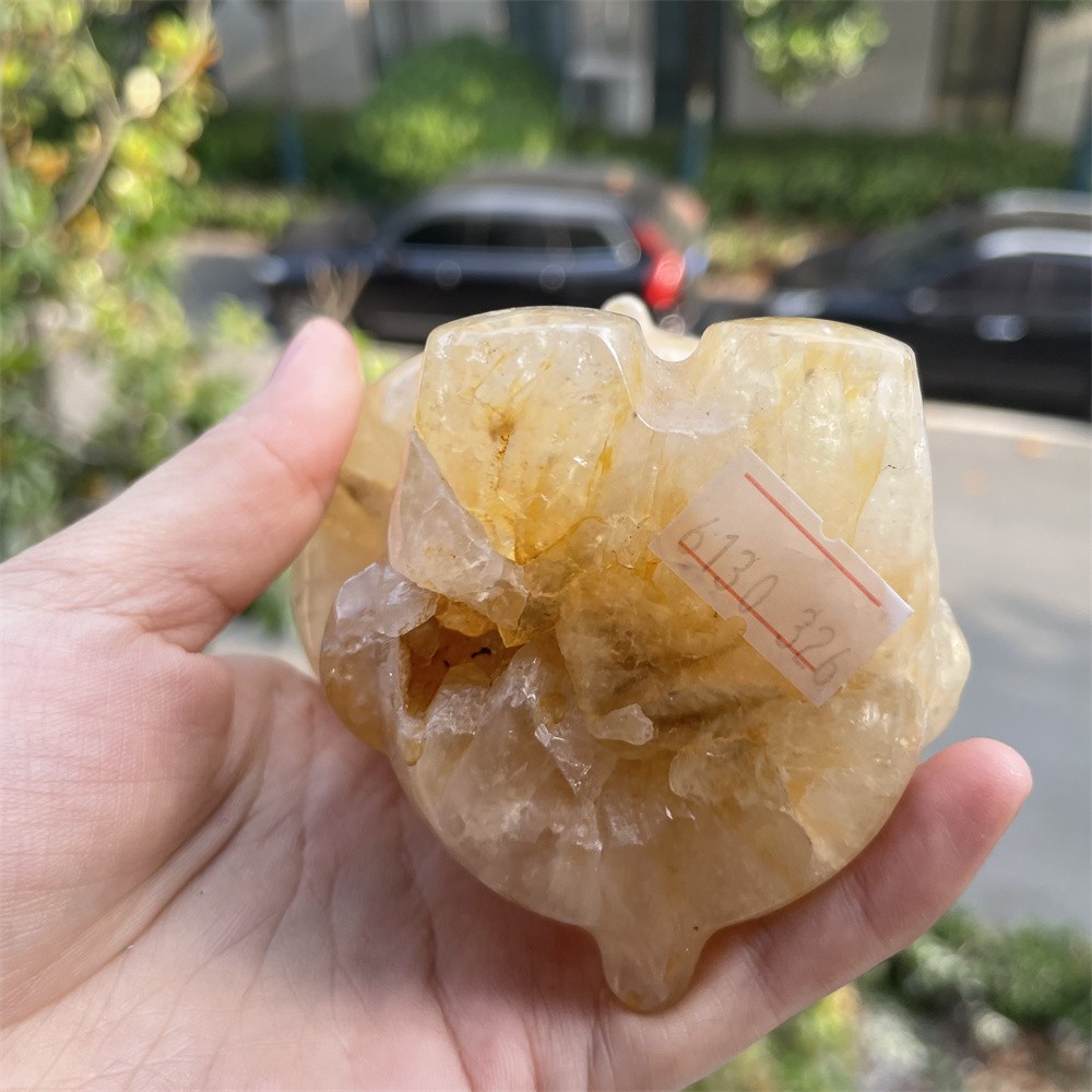 1.4LB 3.7″Natural Golden Healer Kiity Cat Statue Crystal Reiki Carving Decor