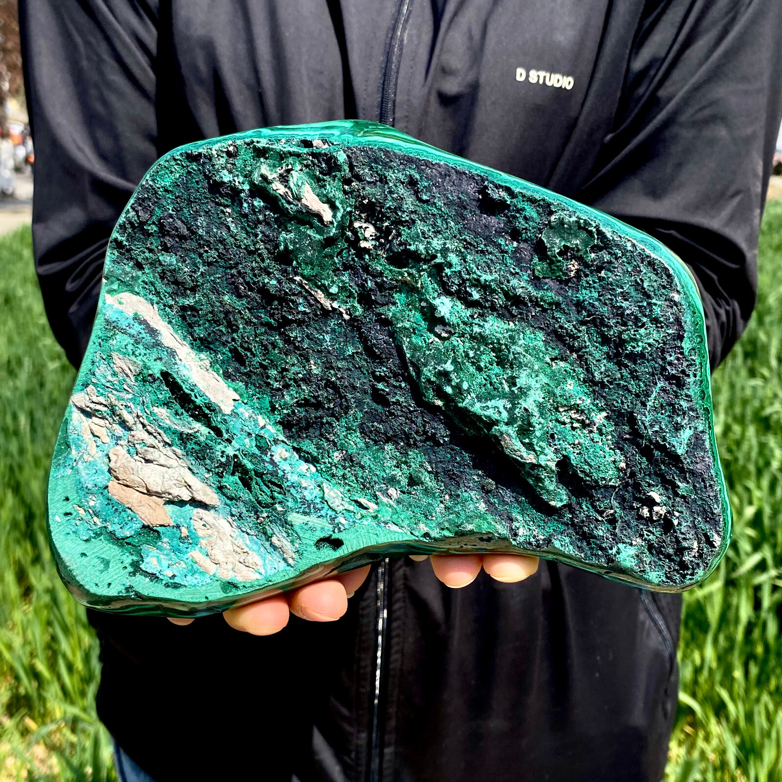 4.40LB Natural glossy Malachite transparent cluster rough mineral sample Gem