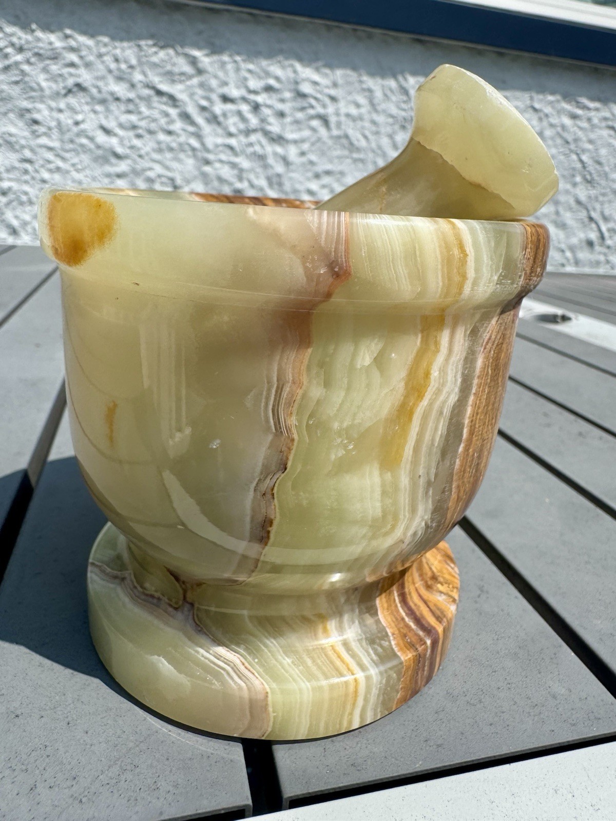 4 Inch Green Onyx Mortar And Pestle From Pakistan 2.6 Lbs