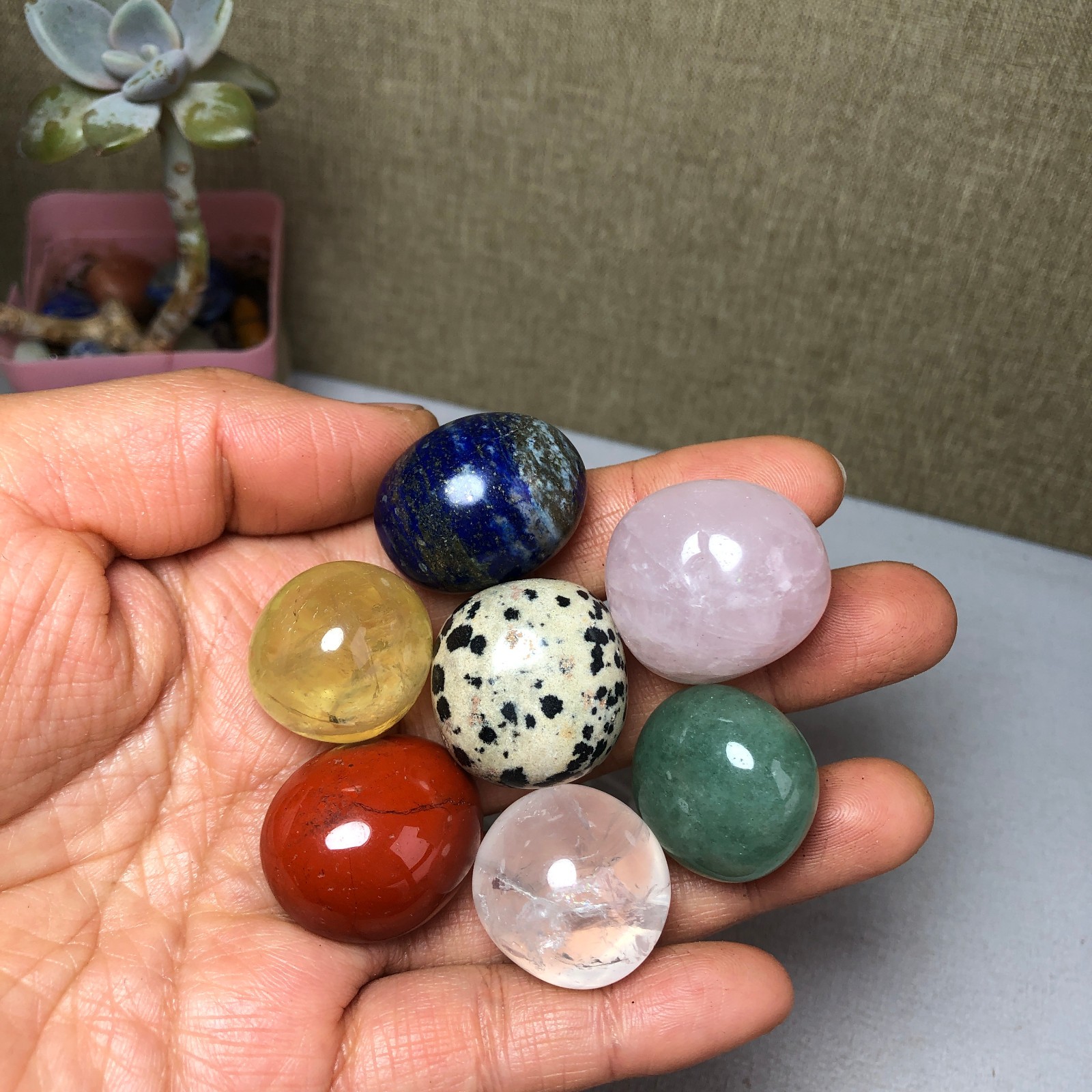 Natural seven different types of crystals Seven Star Array Specimen Base A3021