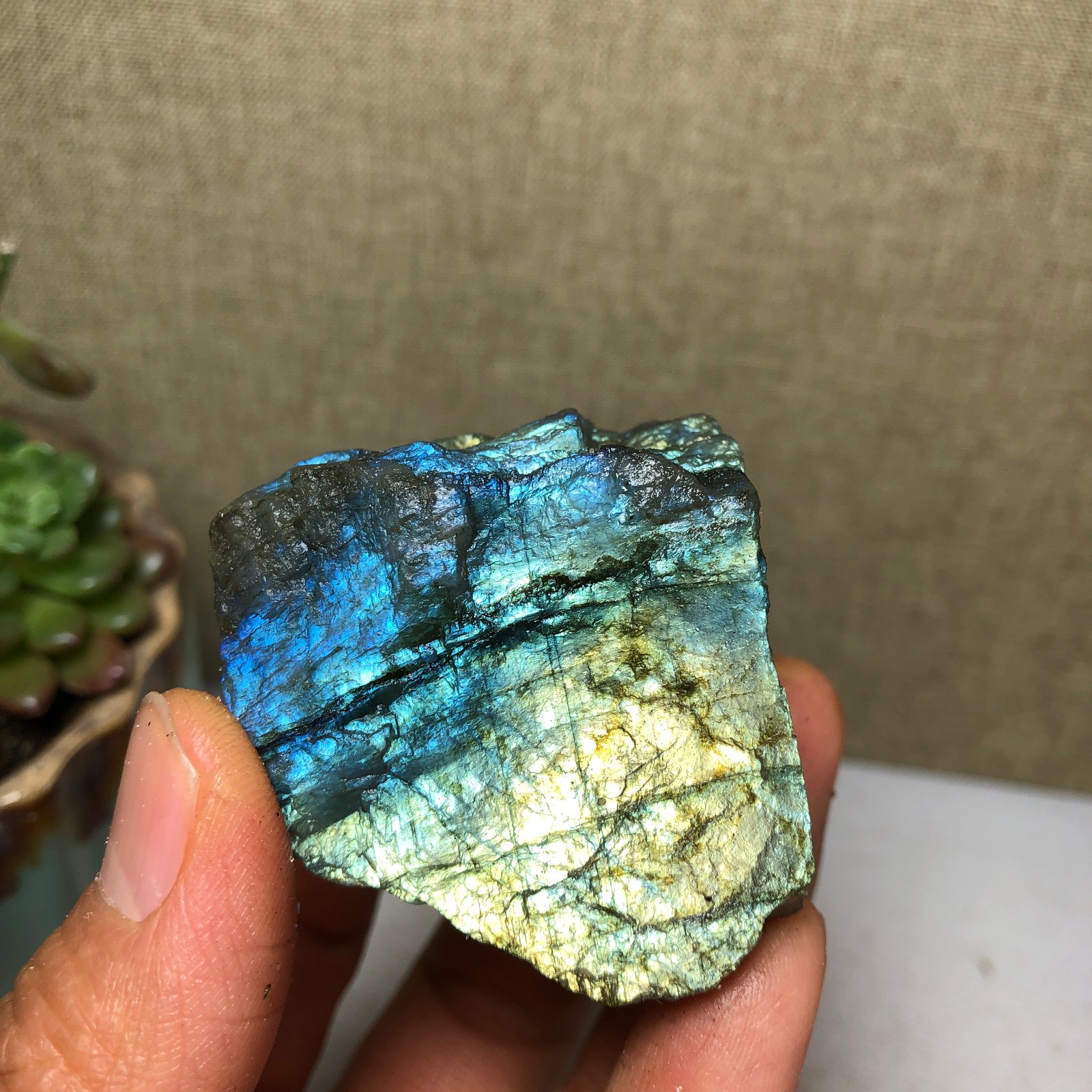 41mm Natural Labradorite Crystal gemstone rough original Specimen 90g A4218
