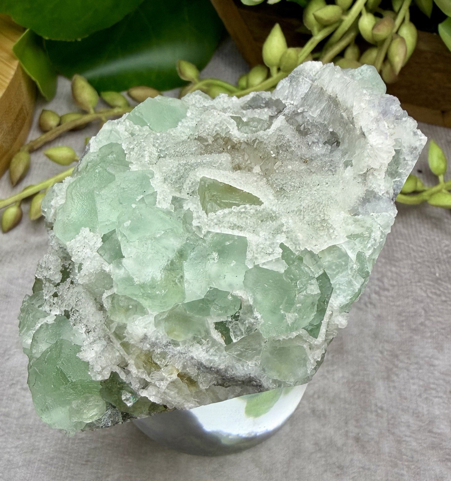 Crystal 233g Quartz Sugar Green Fluorite Cube Specimen Mineral Cluster UV React