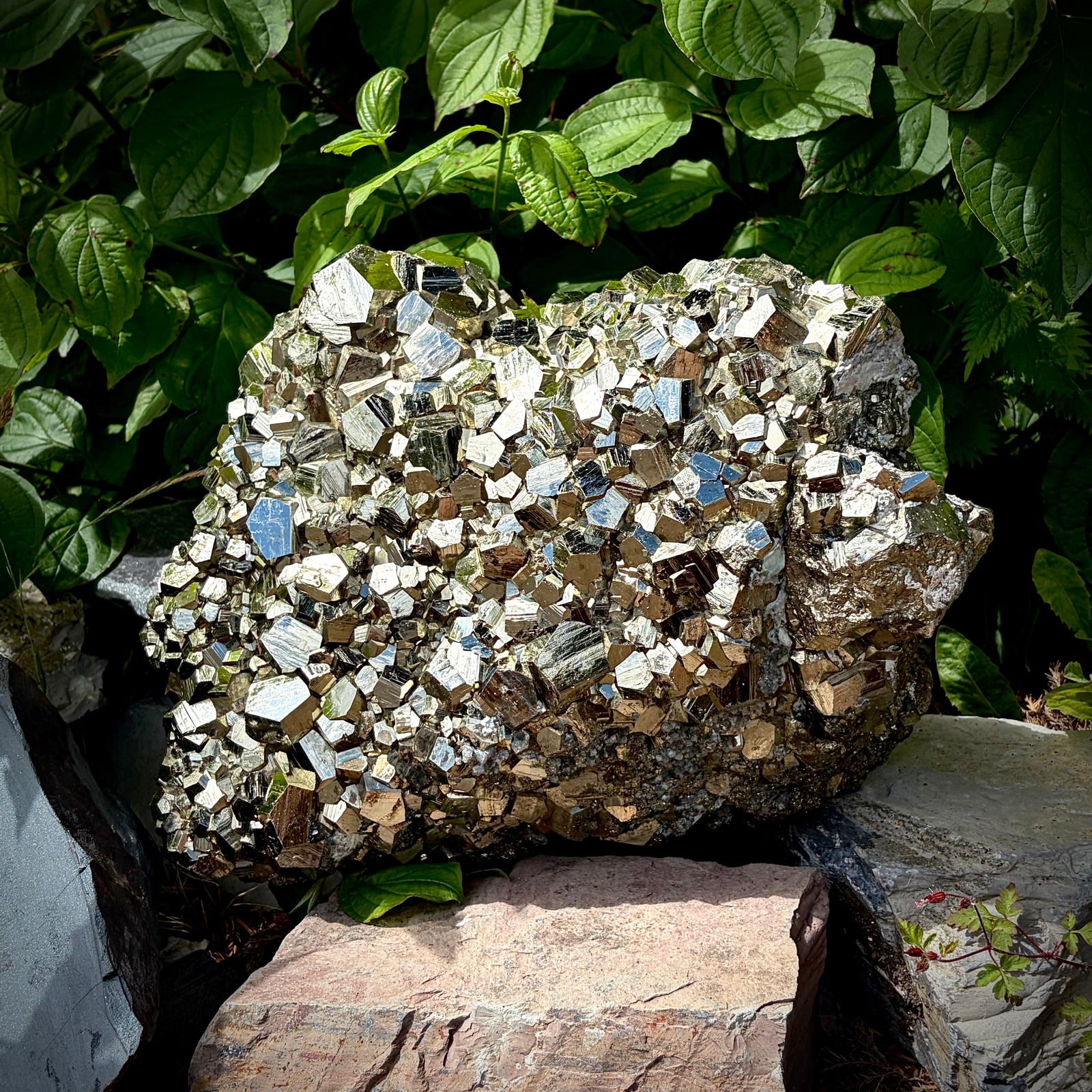 XXL Peruvian Pyrite Crystal Cluster | Fool’s Gold Mineral | Interior Design