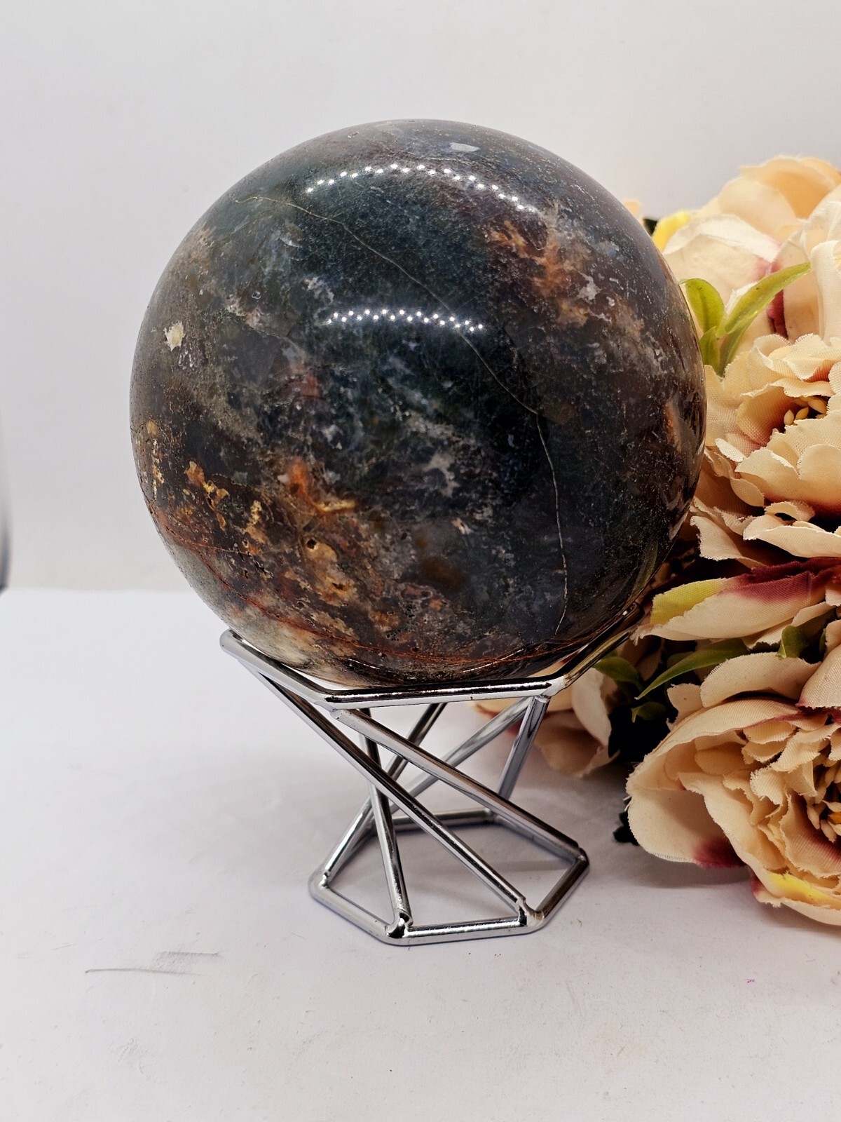 ✨️SALE✨️ Moss agate & Ocean Jasper Mix Sphere Green Red crystal Green 6.8cm 642g