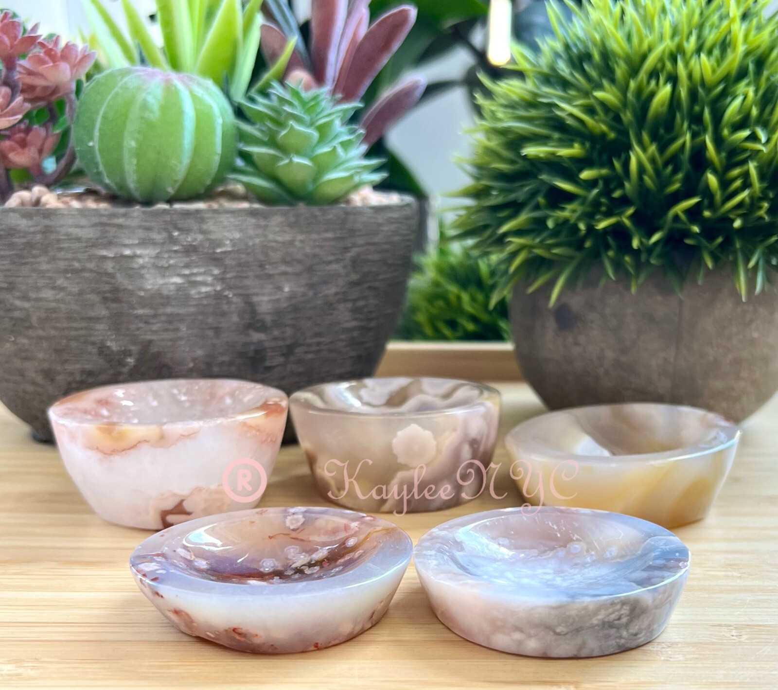 Wholesale Lot 5-8 PCs Natural Flower Agate Bowls Crystal Healing 0.9 – 1 Lb