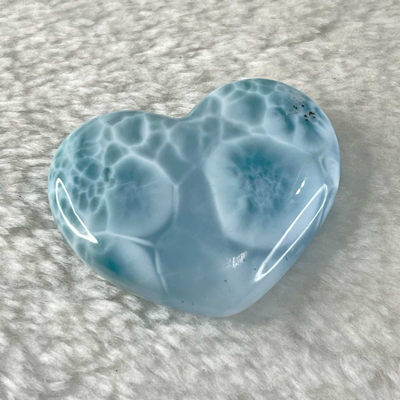 50g Larimar Heart Palm Stone, AAA+ Premium Translucent Ocean Blue Gemstone