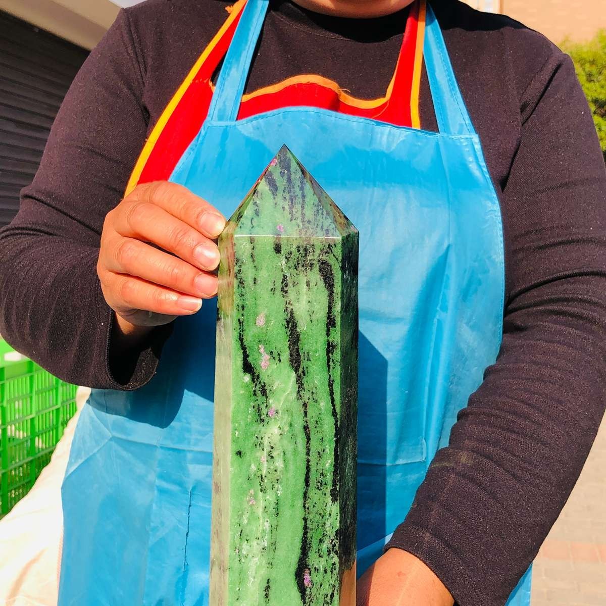 9.59LB Large Natural Red and Green Treasure Crystal Obelisk Specimen Healing