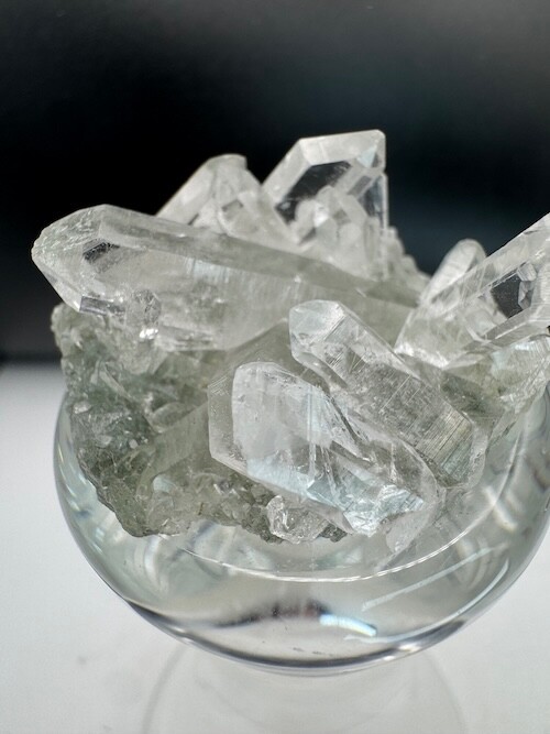 4876 Himalayan Quartz Cluster with Excellent Clarity and Points, w/ Chlorite 31g