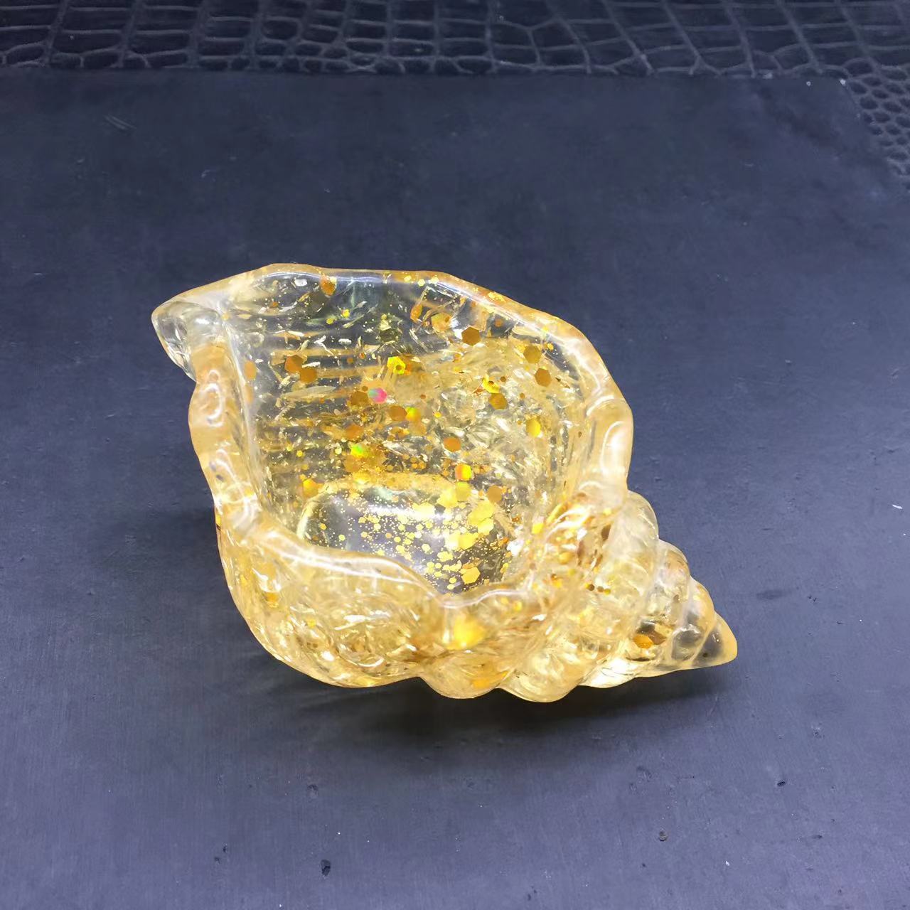 Natural Citrine Quartz Crystal Resin Conch Bowl Healing Decoration Reiki 1Pc
