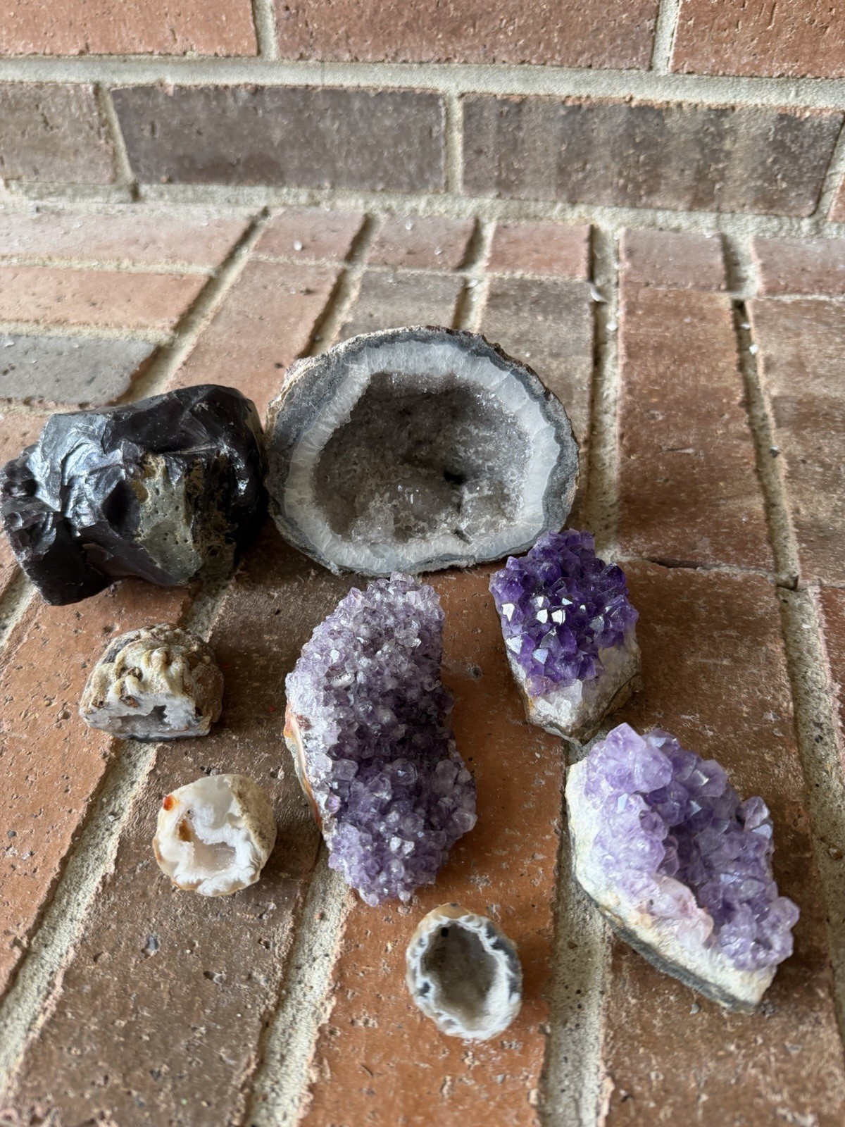 Natural Amethyst Geode Cluster Purple Quartz Crystal Mineral Specimen Lot Rocks