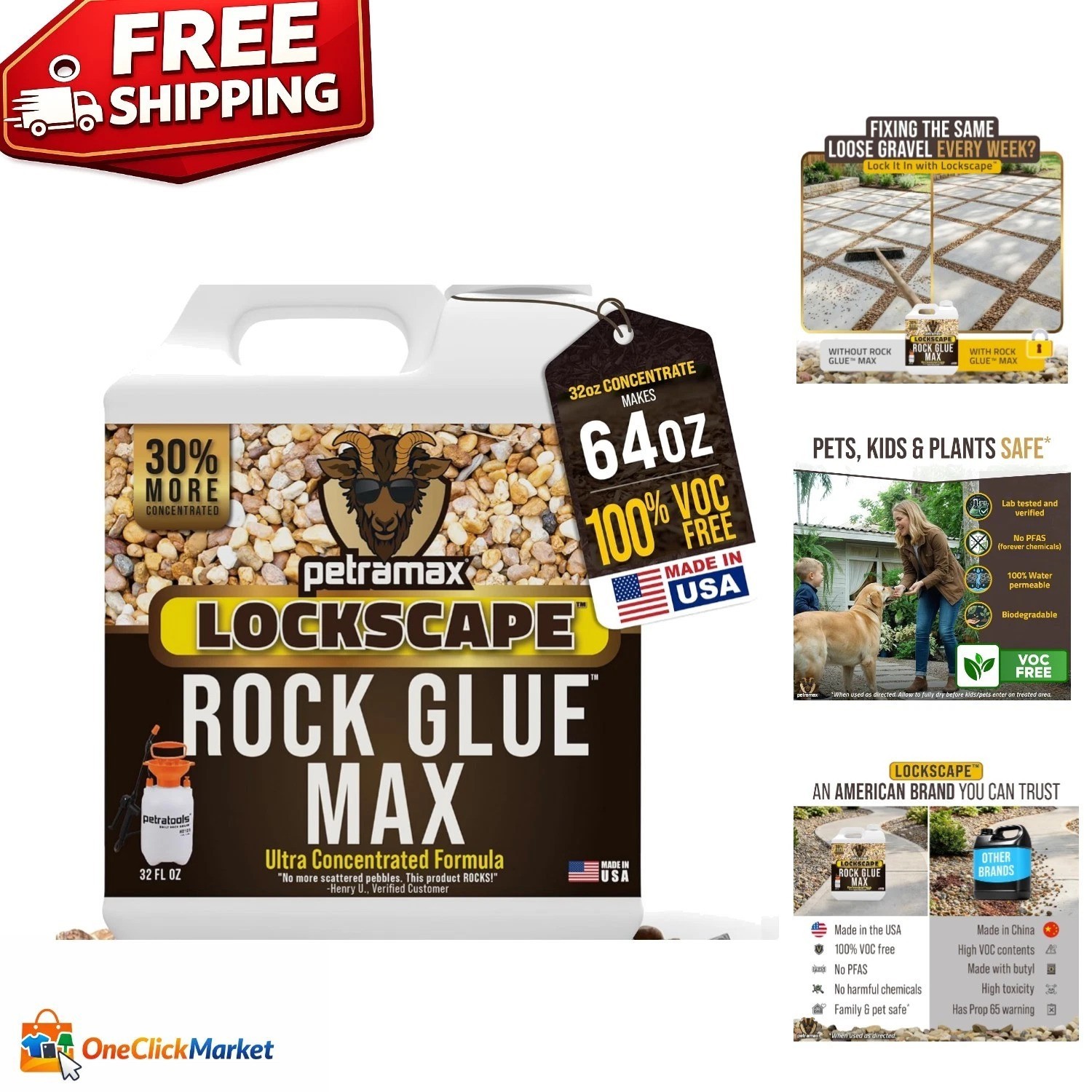 32 Oz Max Rock Glue – Non-Toxic, Water-Resistant, Perfect for DIY Landscapes