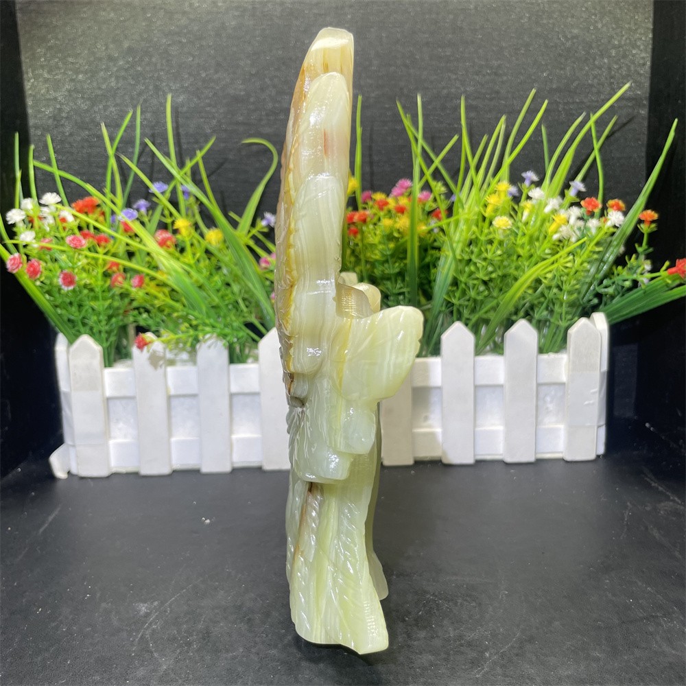 2LB 8.2″ Natural Afghan Jade Six-winged Angel Carved Crystal Quartz Decor