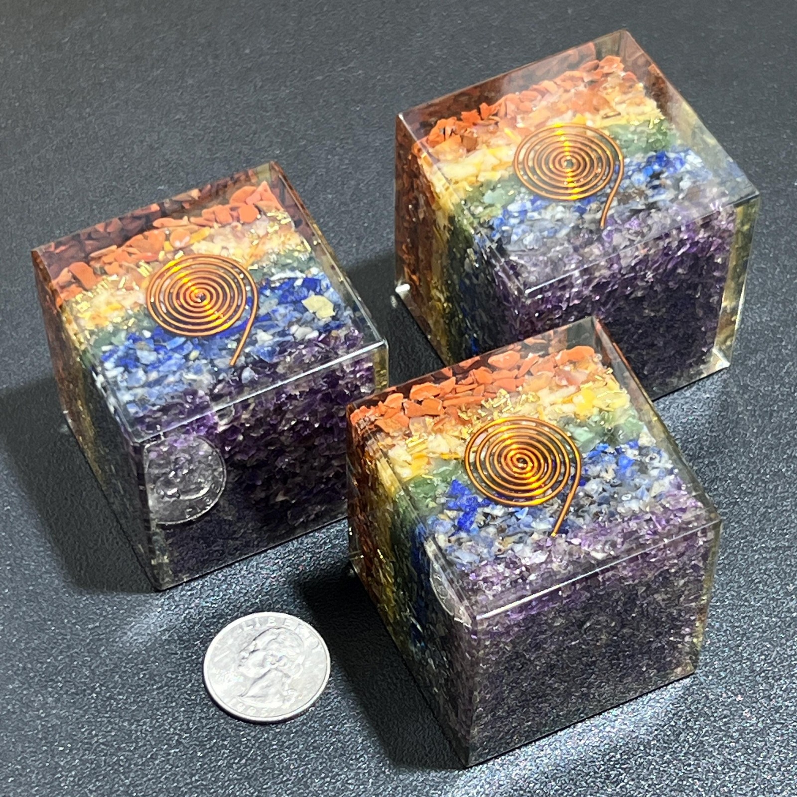 7 Chakras Stones And Crystals Resin Cube Gemstone Decor Wholesale Supply