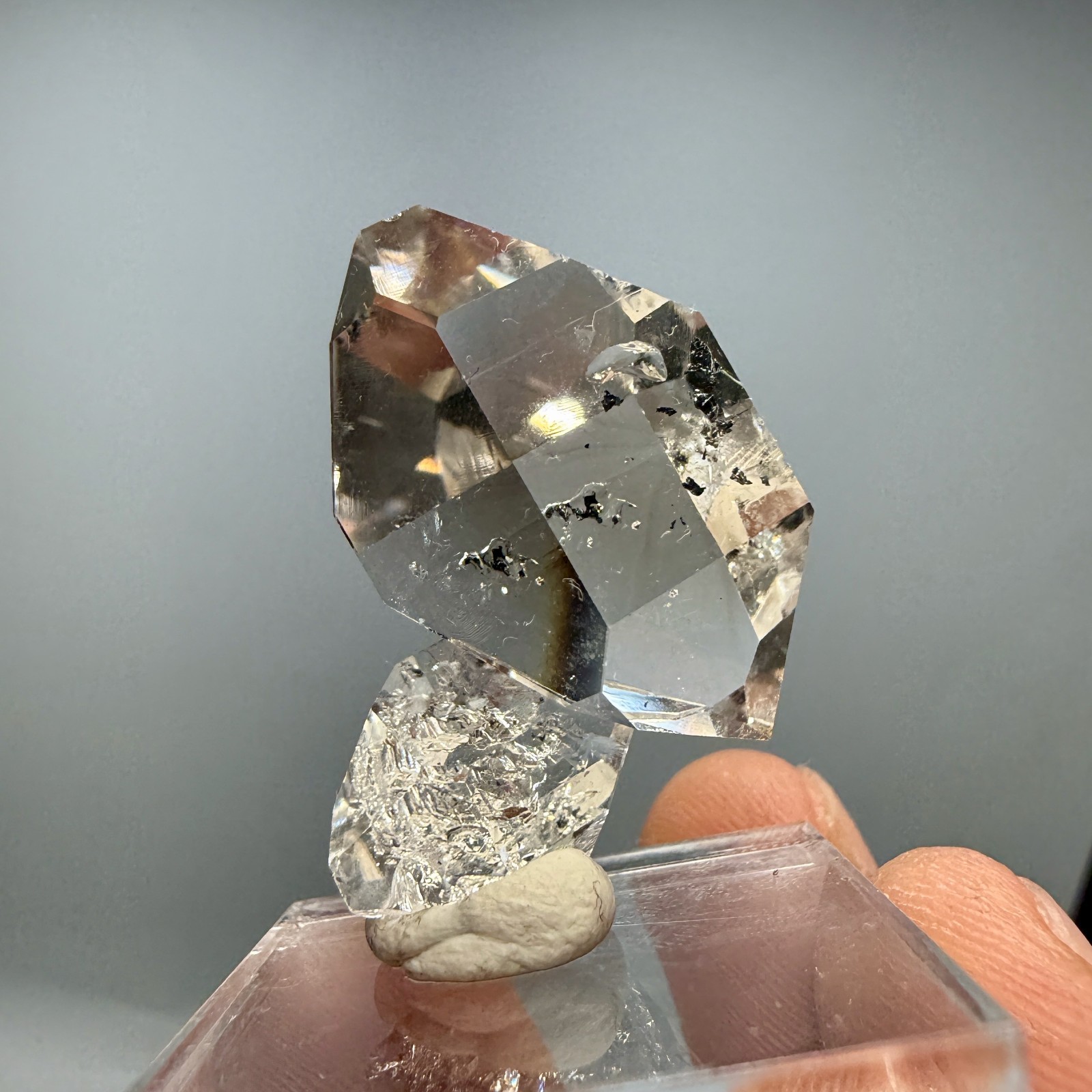 A+ Grade Herkimer Diamond Gem Cluster, Flawless Clarity, Minor Hydrocarbon