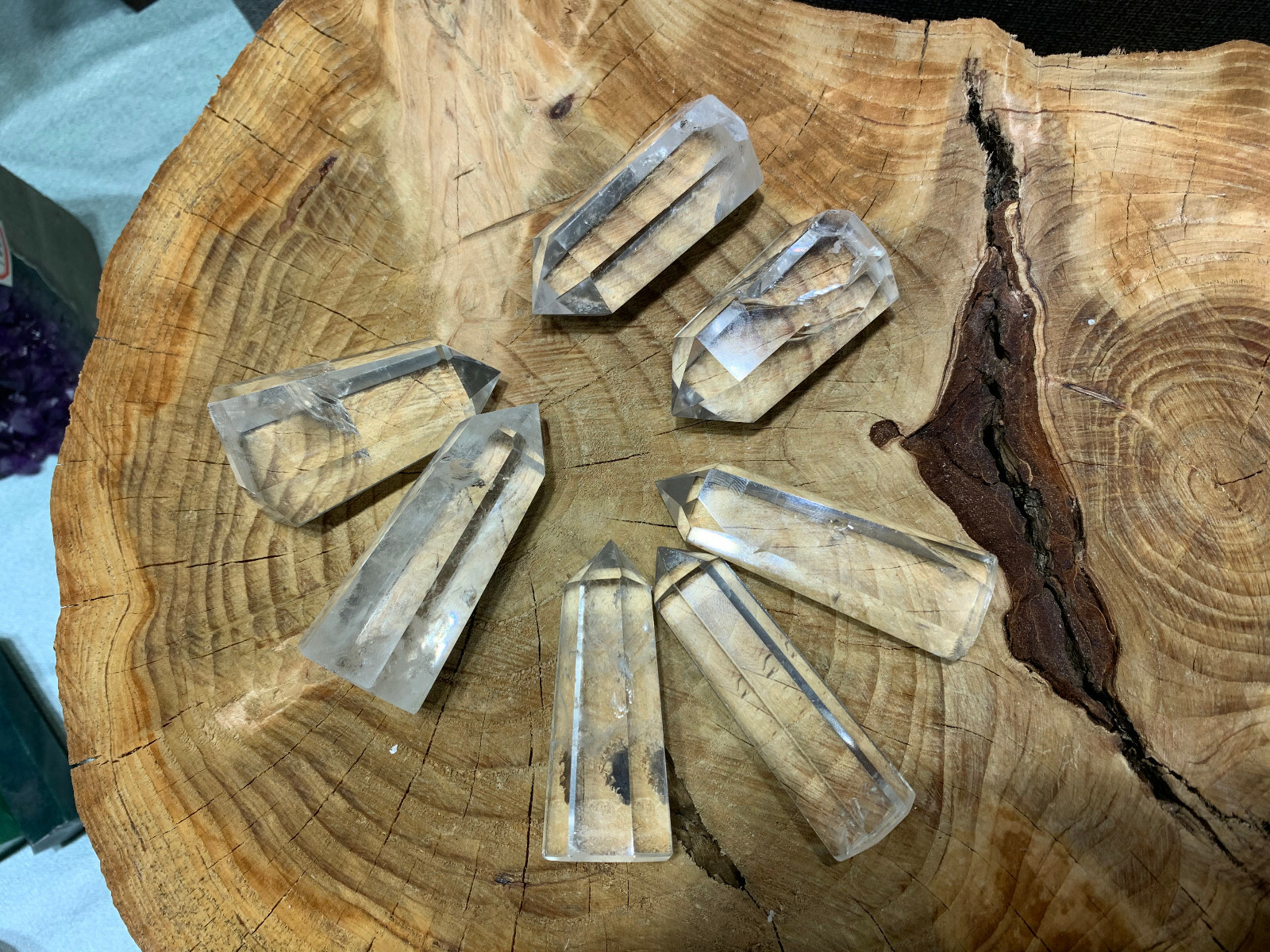 7PCS natural clear quartz obelisk crystal wand point healing 40-70mm