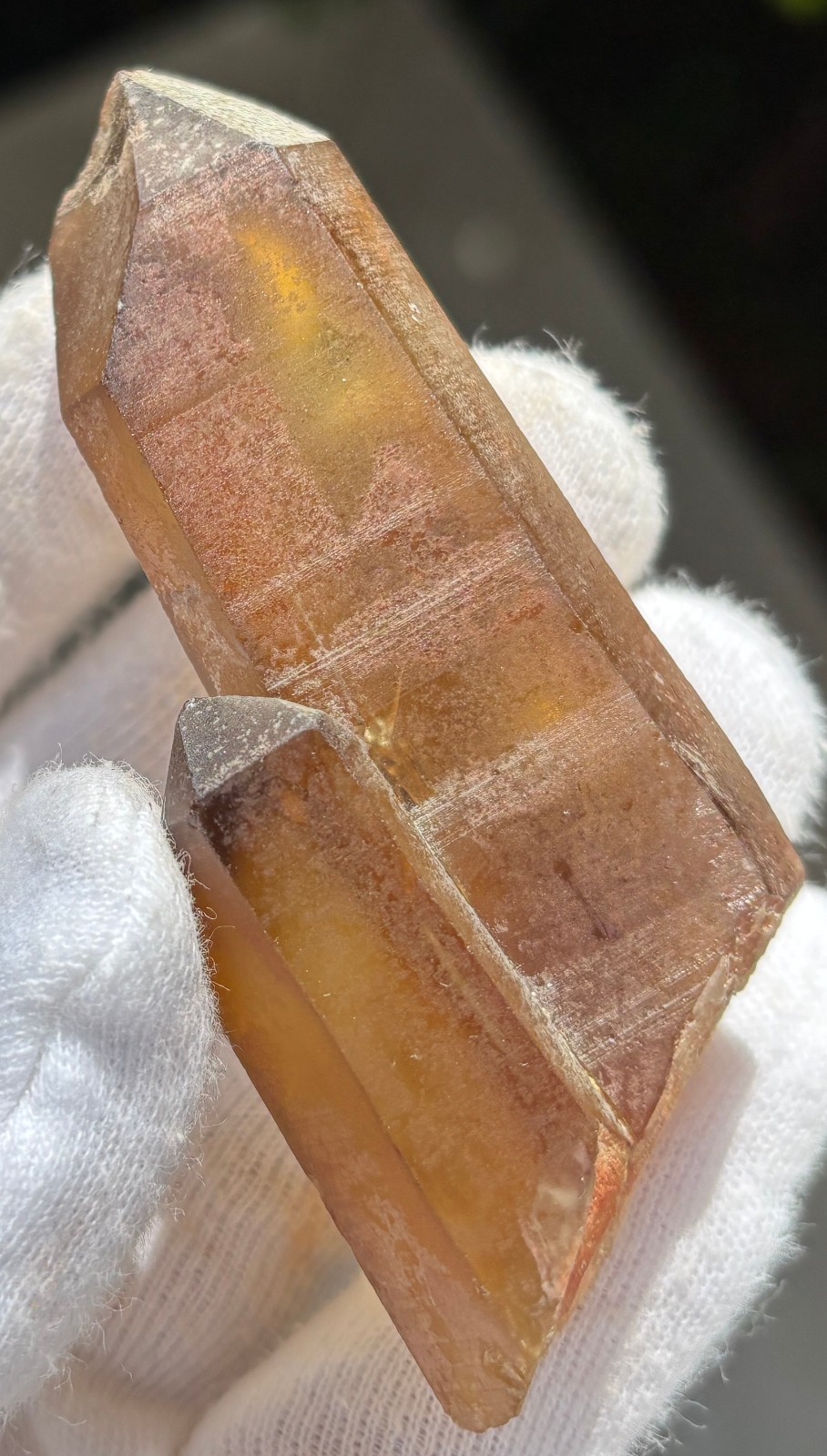 117g LOT REAL AUTHENTIC CITRINE & WATERCLEAR QUARTZ DT POINTS TWIN POINTED POINT