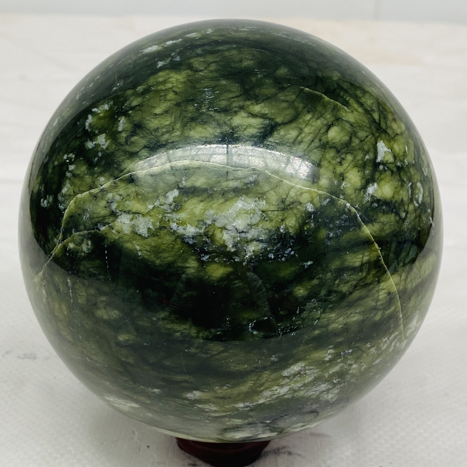 Natural Southern Jade Sphere Green Serpentine Crystal Ball Healing 2820g 6.2LB