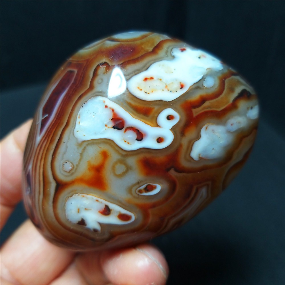TOP 98.8G Natural Polished Silk Banded Lace Stone Madagascar 1244