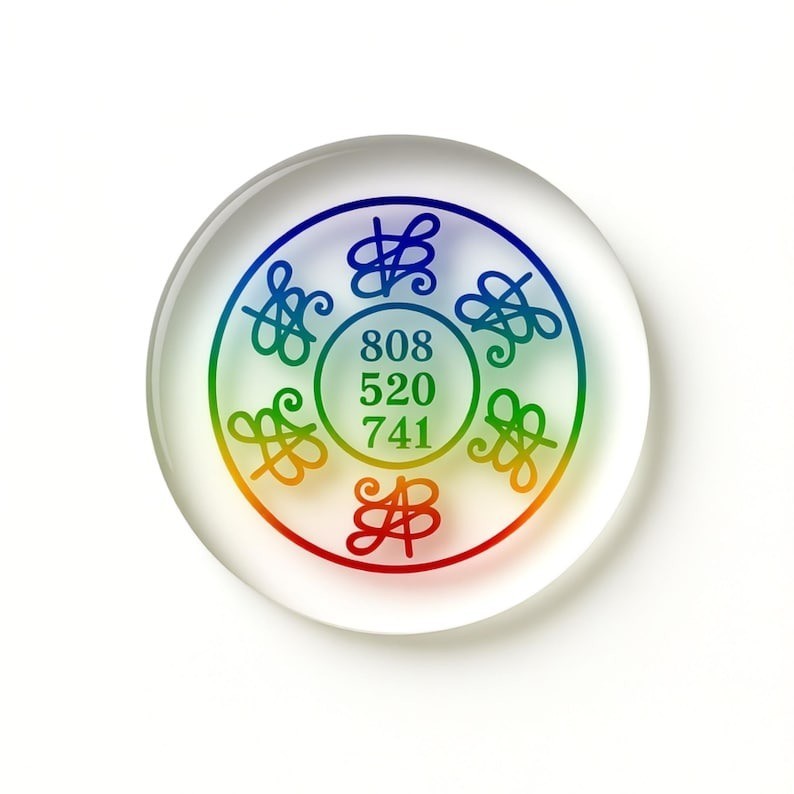 Rainbow Sacred Geometry Crystal Plate: Reiki Chakra Healing, Angel Numbers