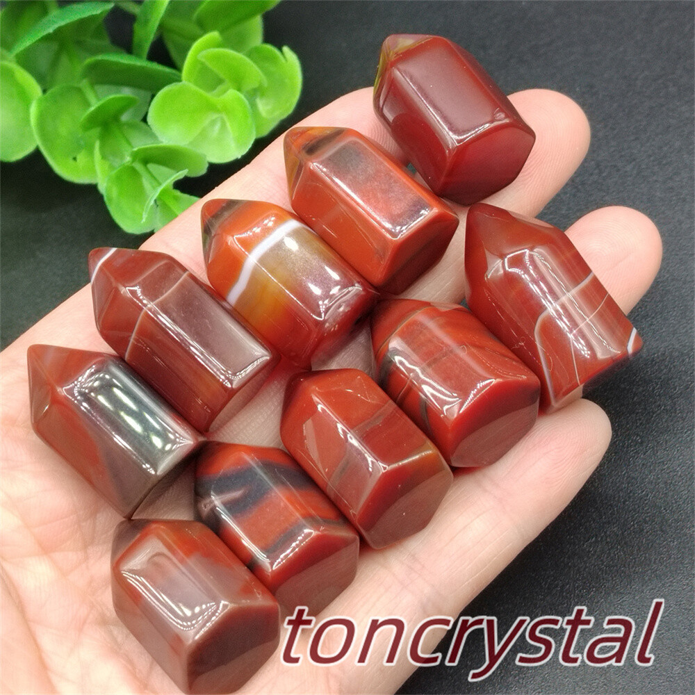 10pcs Top Natural Red Agate Mini Obelisk Quartz Wand Crystal Point Reiki Healing