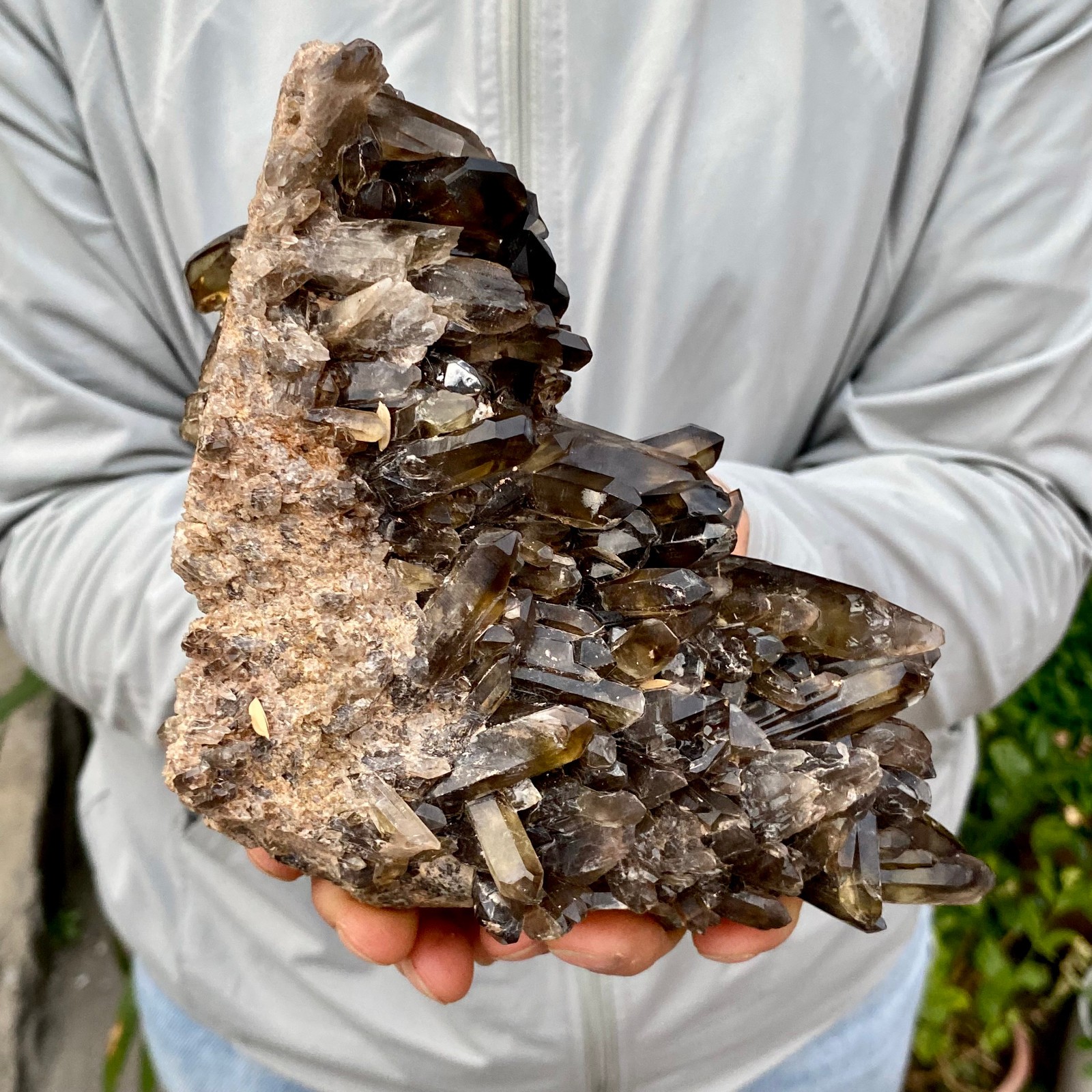 2.2LB Natural Black Smoky Quartz Crystal Cluster Raw Mineral Specimen
