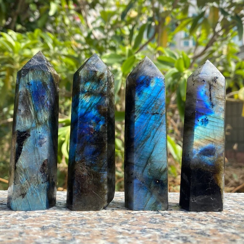 3.15″-3.54″ Natural Labradorite Crystal Tower Healing Crystal Obelisk Reiki Gift