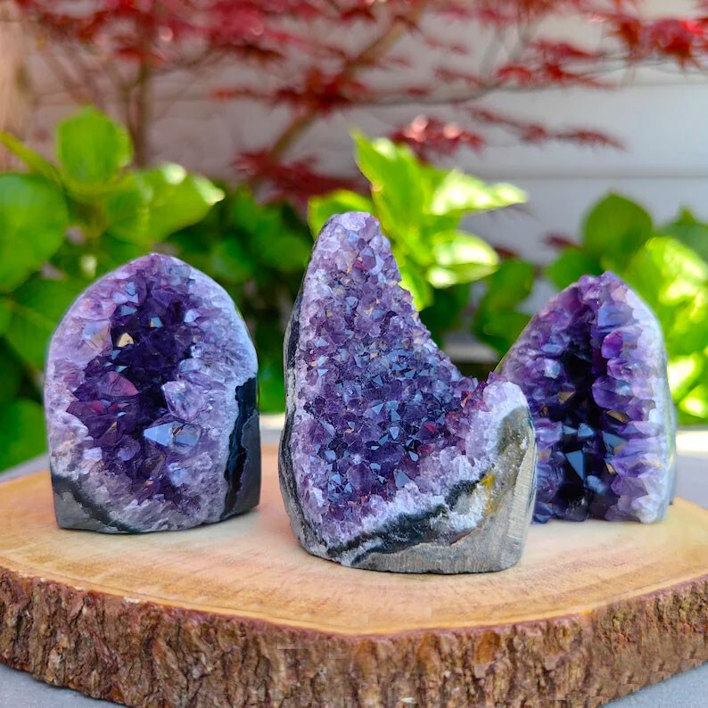 250g-350g Amethyst Cut Base Cluster Crystal Quartz Geodes Free Standing Cluster