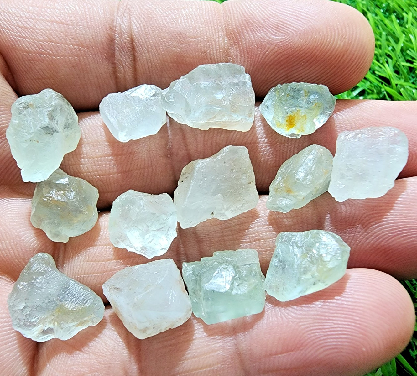 13Pcs Sky Blue Aquamarine Gemstone Rough Lot 10-16MM Aquamarine Rough Stone Bulk