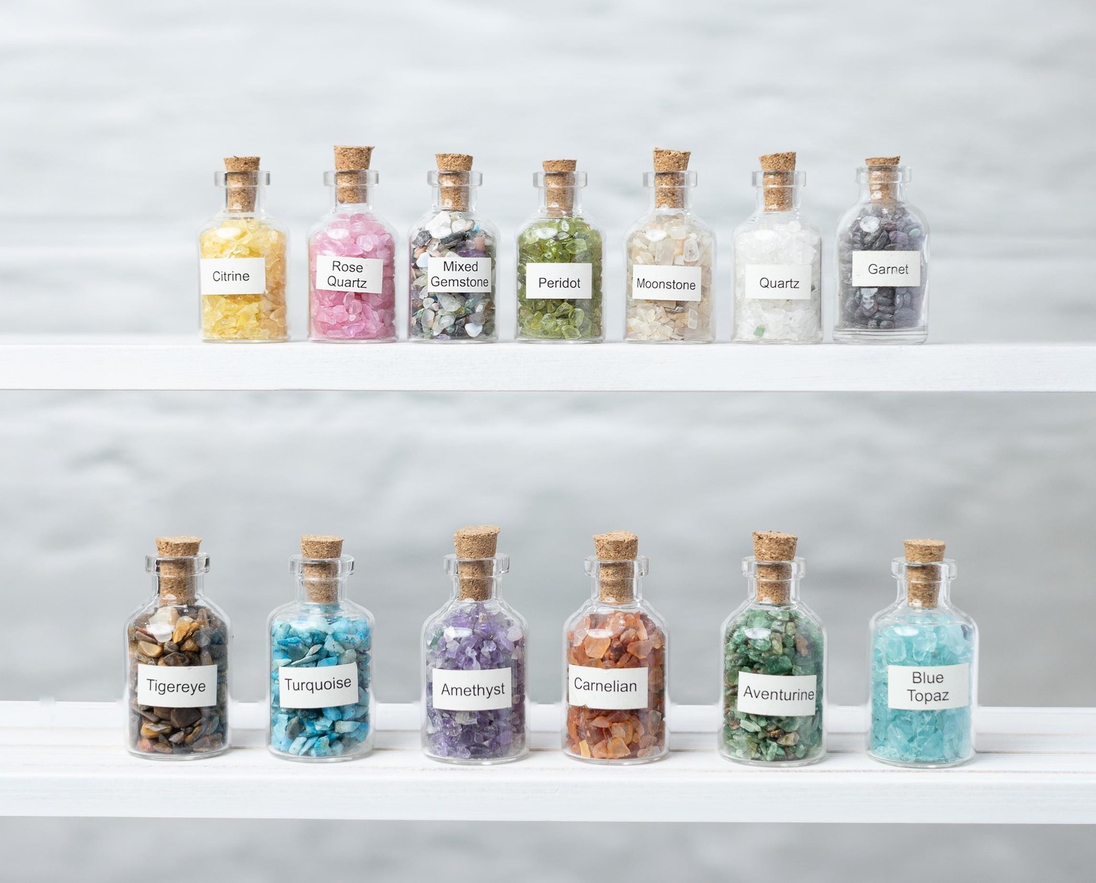 Crystal Chip Bottles Mini Gemstone Chips Glass Jar Jewelry Resin Art Craft Gift
