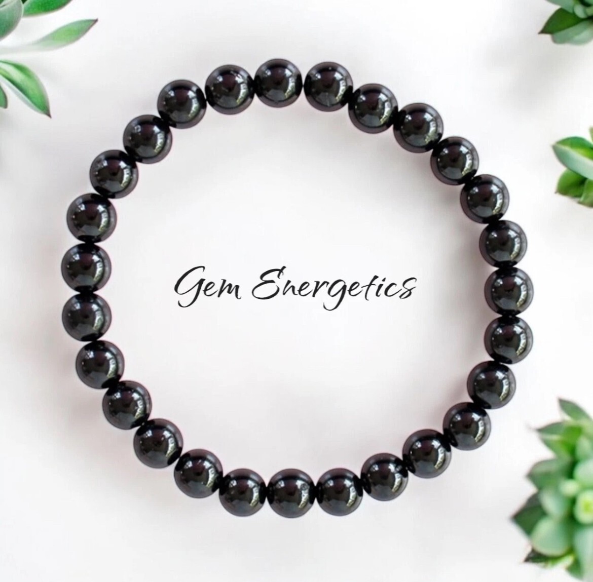 Black Tourmaline Bracelet Gemstone Bracelet Chakra Reiki Healing 4, 6, 8, 10mm.