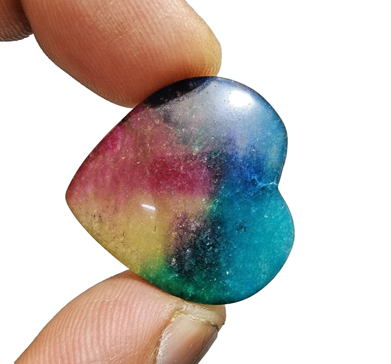48 Crt Heart Shape Rainbow Solar Quartz Loose Gemstone Cabochon Jewelry Making