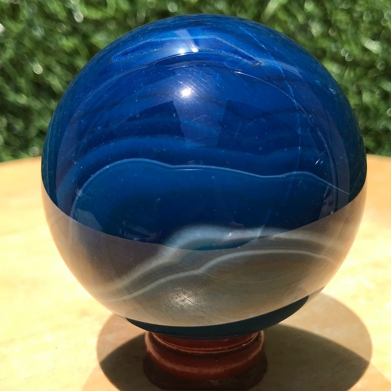 290G Rare Blue Agate Quartz Ball Crystal Sphere Mineral Specimen Healing