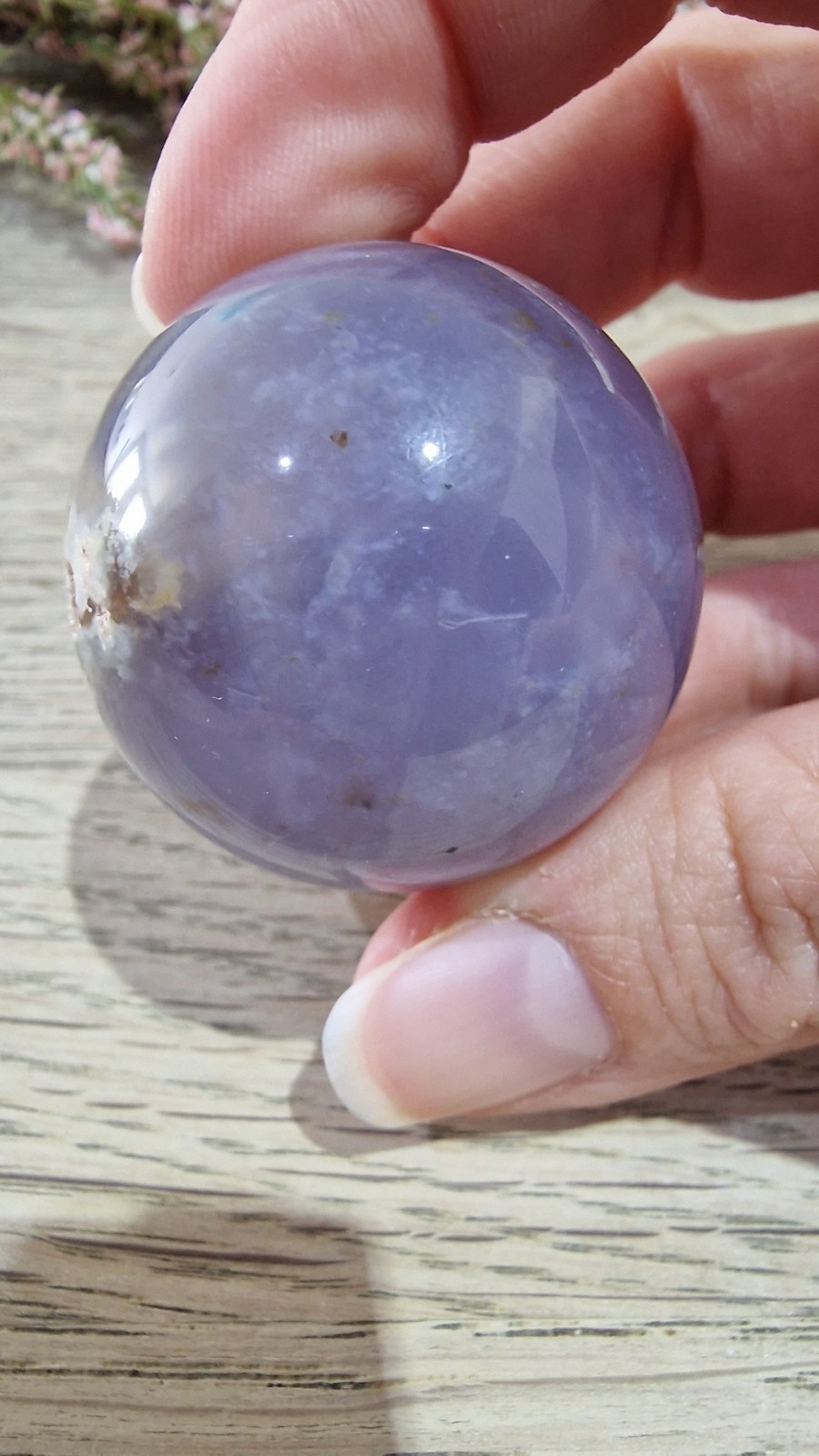 Blue Chalcedony Crystal Sphere 37mm 72g + Stand