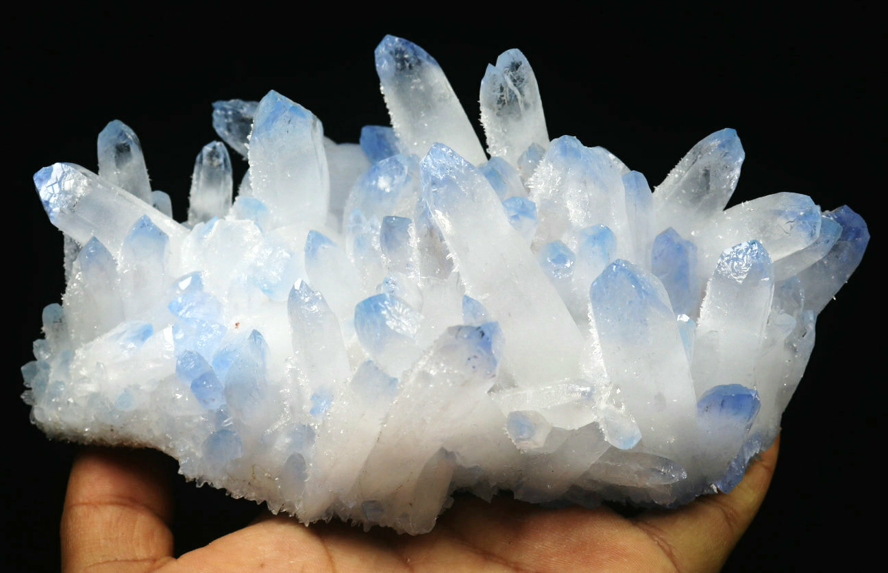 1.93lb Rare Beatiful Blue Tibetan Ghost phantom Quartz Crystal Cluster Specimen