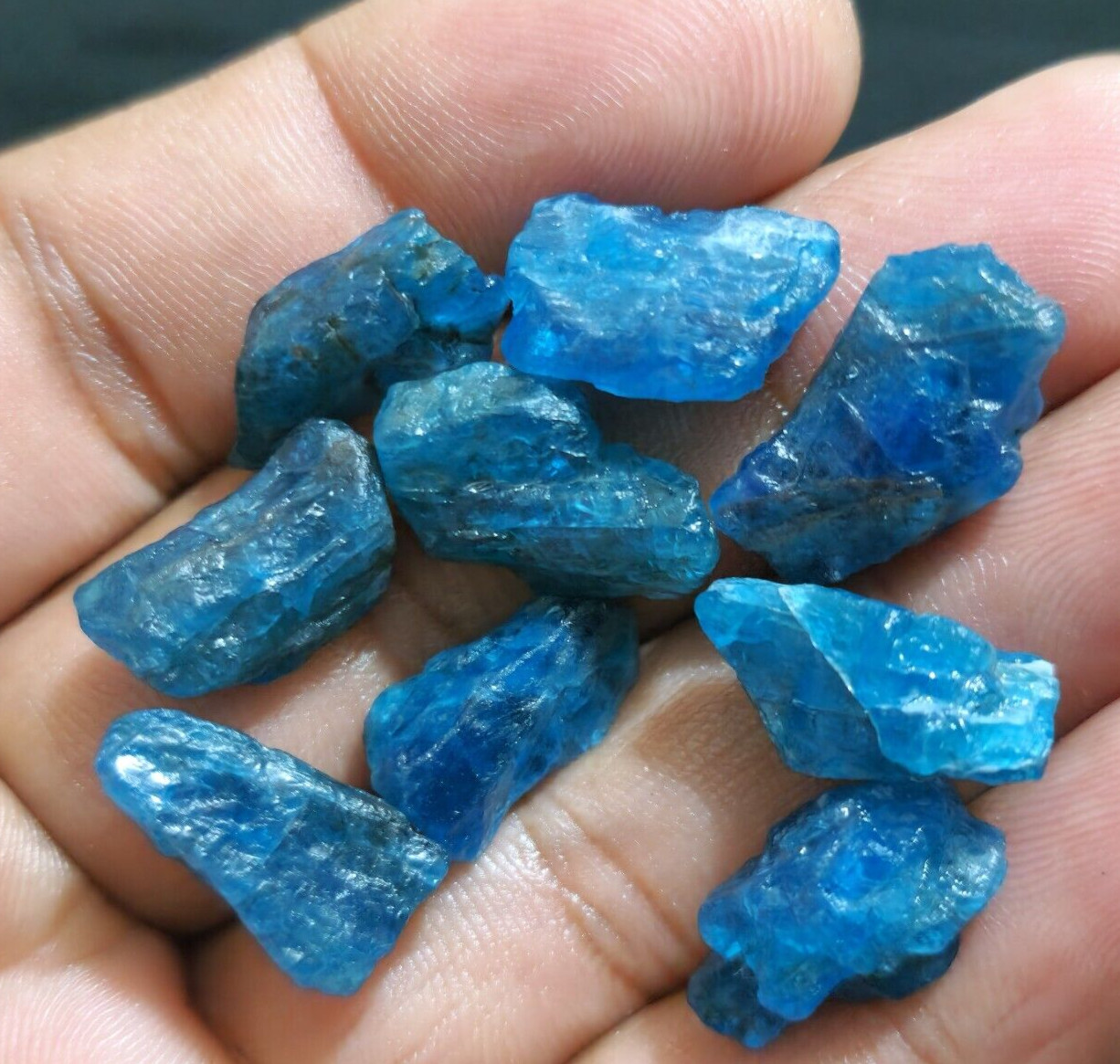 Gorgeous Blue Apatite Raw 9 Pcs Lot Size 16-20 MM Crystal Rough Loose Gemstone